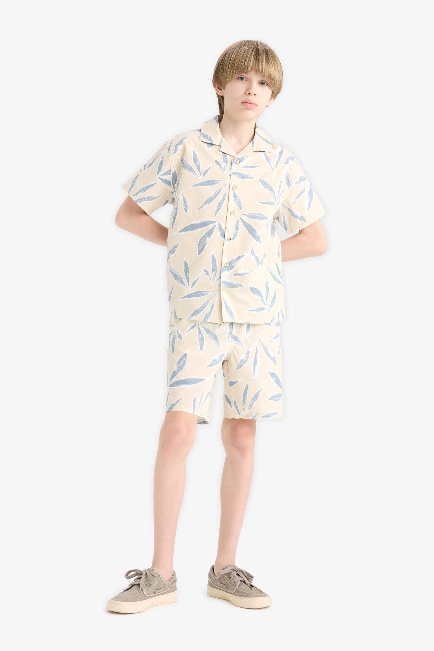 Рубашка из поплина с коротким рукавом и воротником поло в стиле оверсайз для мальчиков