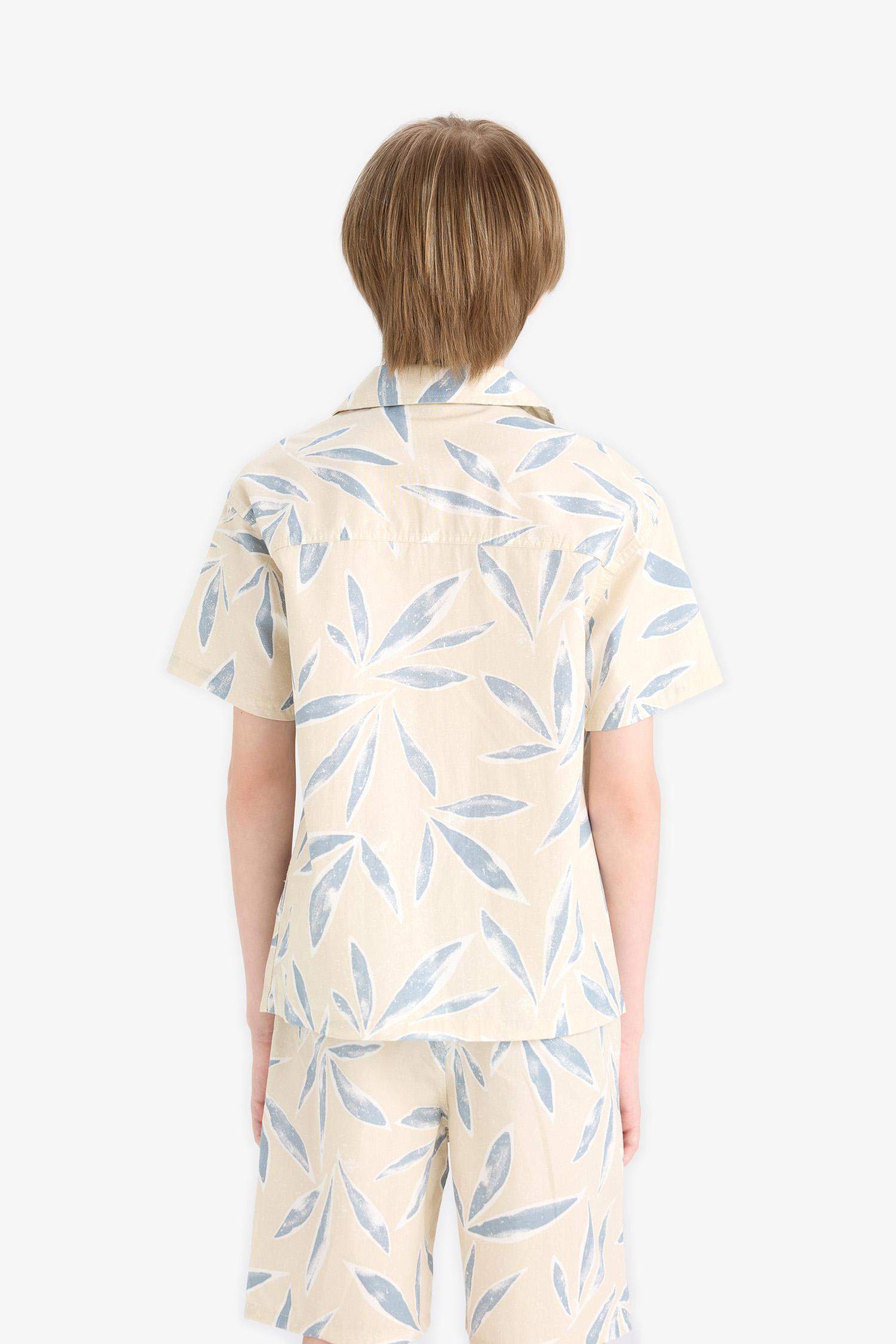 Рубашка из поплина с коротким рукавом и воротником поло в стиле оверсайз для мальчиков