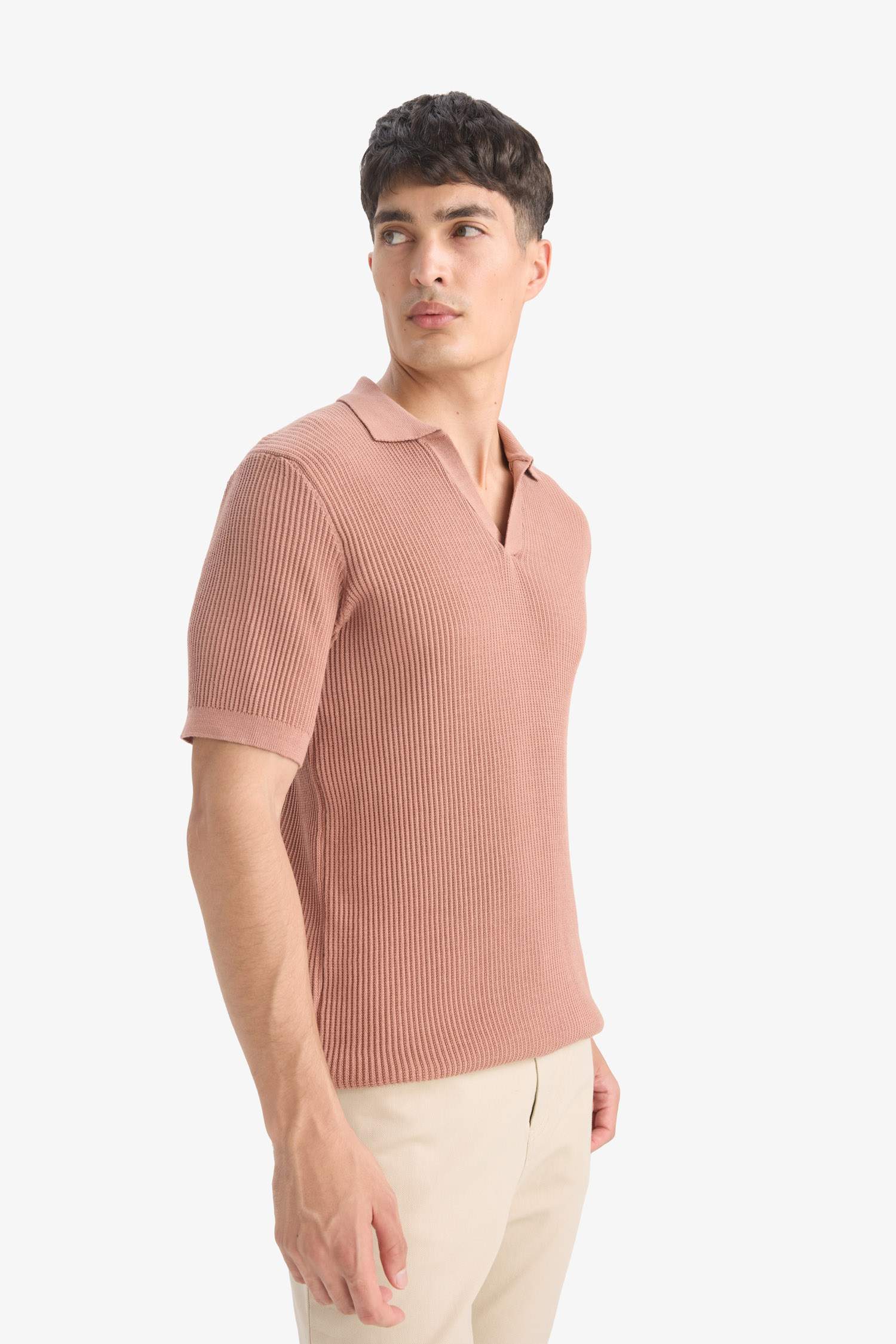 %100 Pamuk Standart Fit Polo Yaka Kısa Kollu Triko Tişört