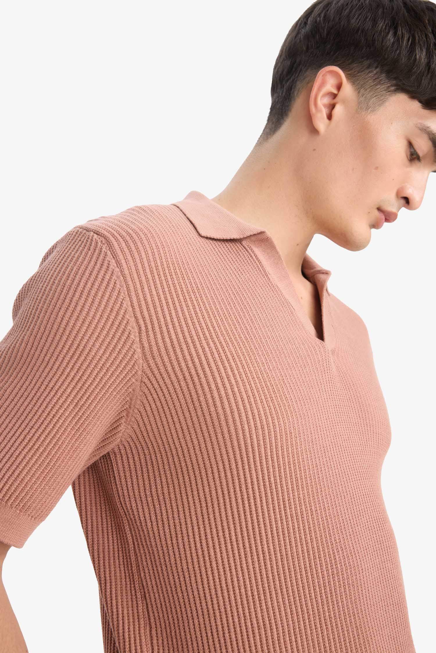 %100 Pamuk Standart Fit Polo Yaka Kısa Kollu Triko Tişört