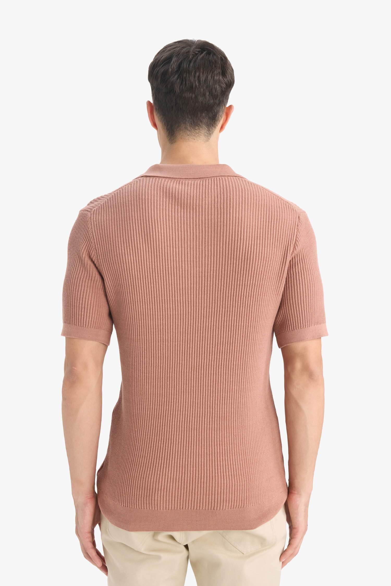 %100 Pamuk Standart Fit Polo Yaka Kısa Kollu Triko Tişört