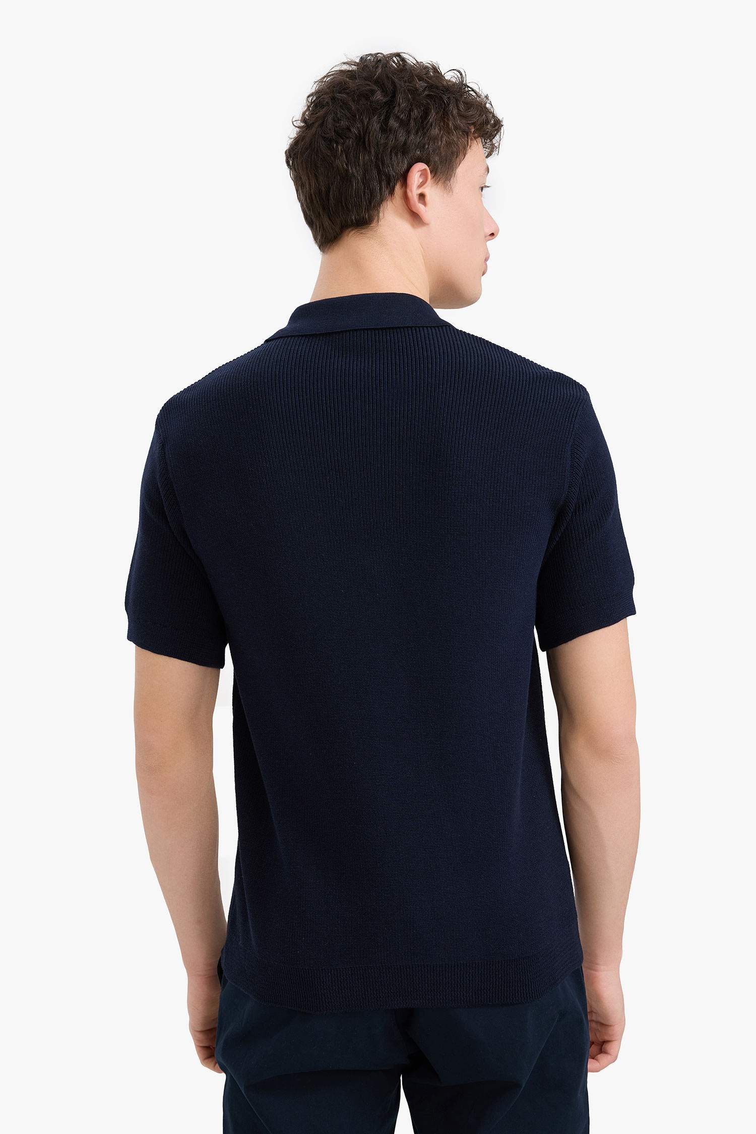 Standard Fit Half Zipper Short Sleeve Knit Polo T-Shirt