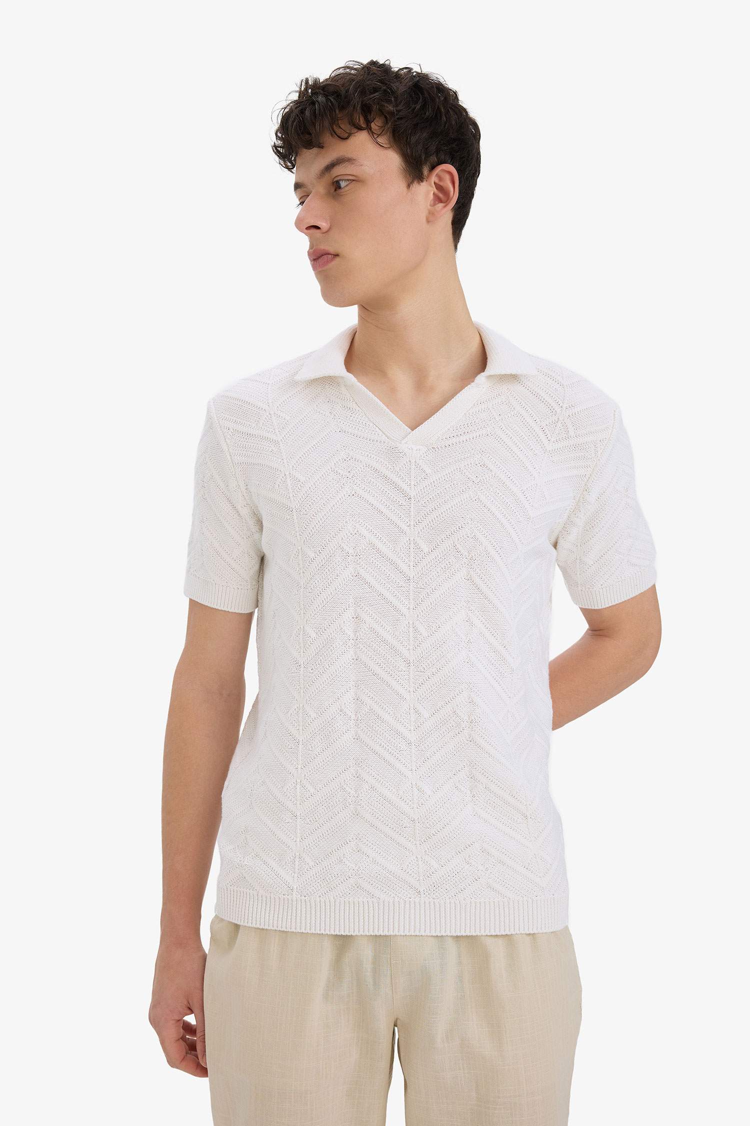 Standard Fit Resort Neck Knitwear Polo T-Shirt