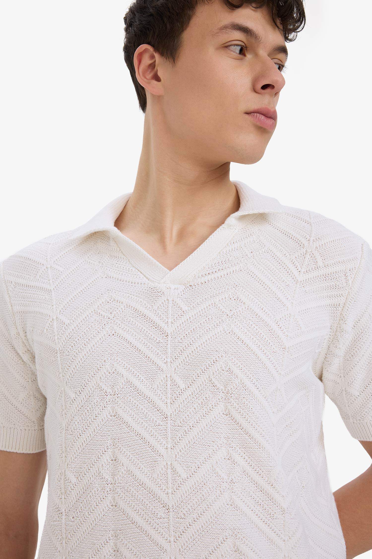 Standard Fit Resort Neck Knitwear Polo T-Shirt