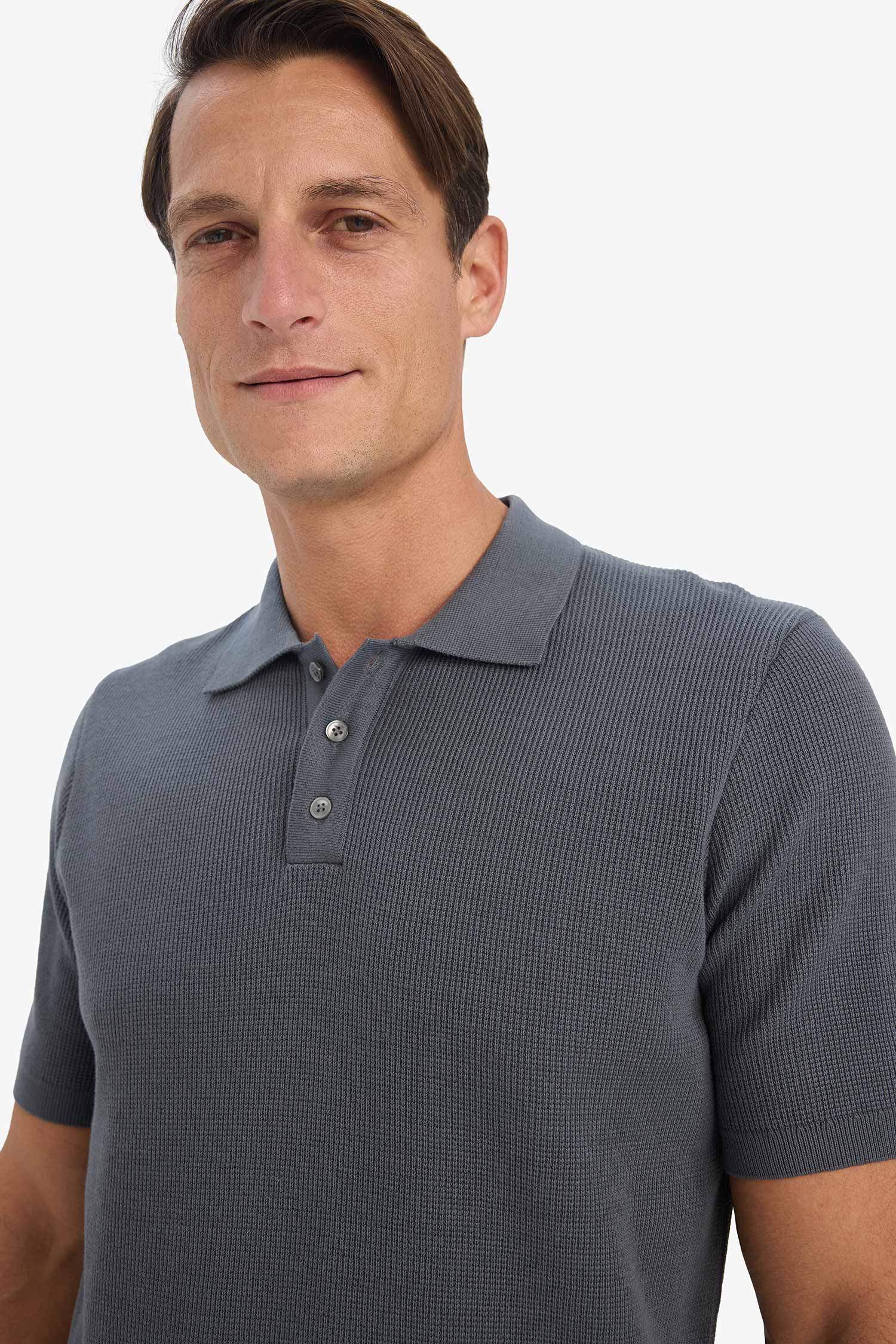 %100 Pamuk Standart Fit Polo Yaka Kısa Kollu Triko Tişört