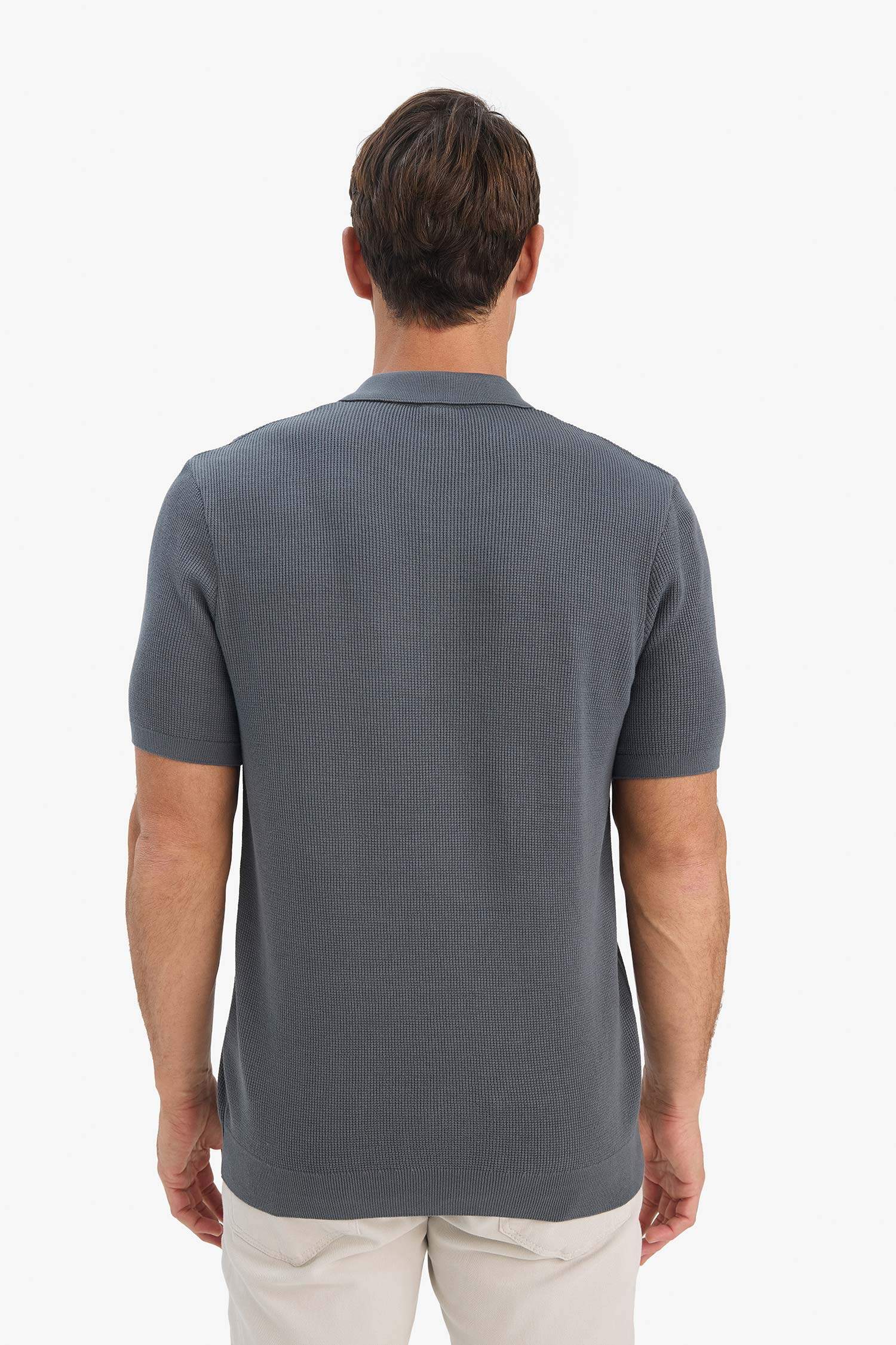 %100 Pamuk Standart Fit Polo Yaka Kısa Kollu Triko Tişört