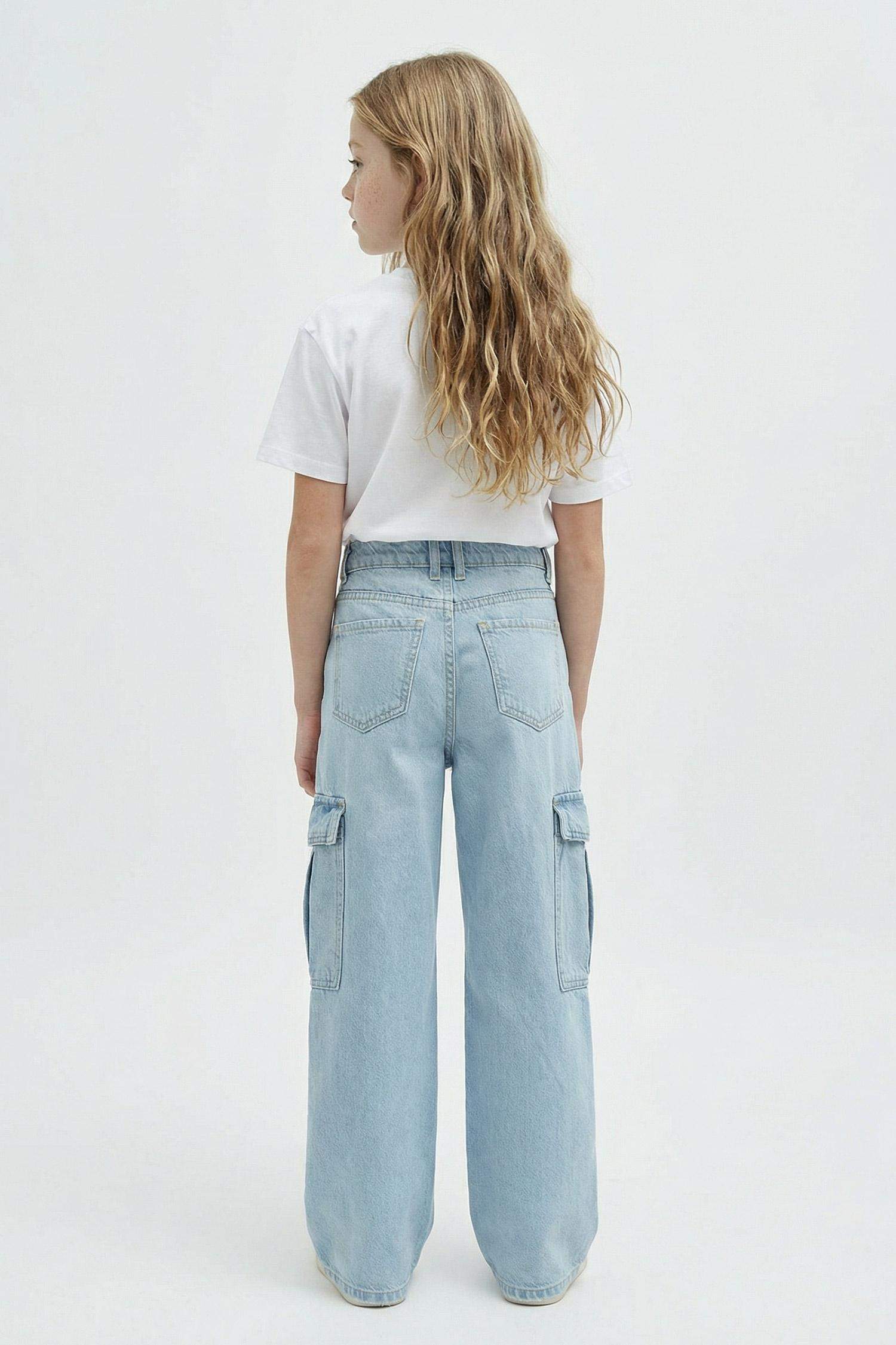 Girl Cargo Wide Leg Jeans