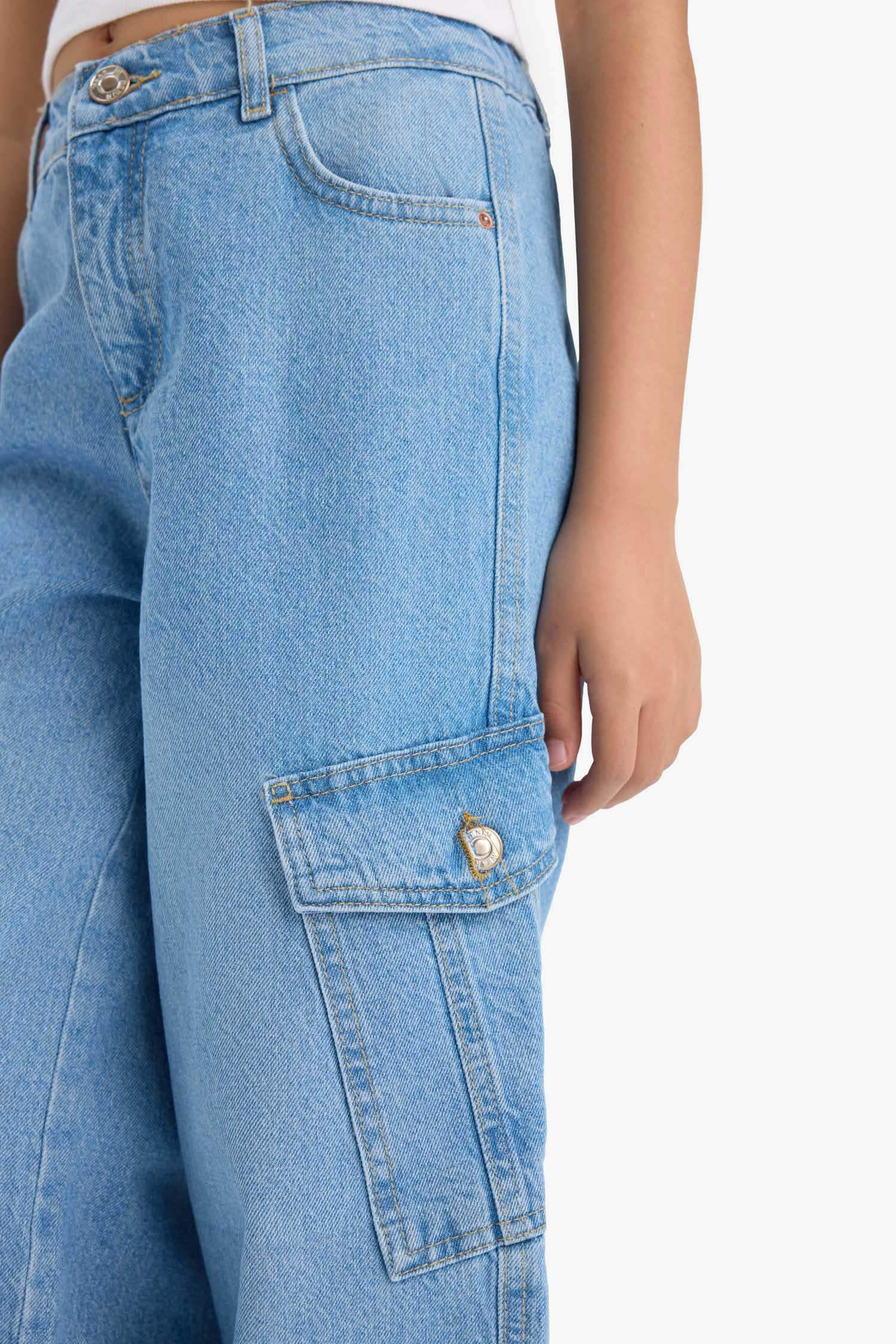 Girl Cargo Wide Leg Jeans