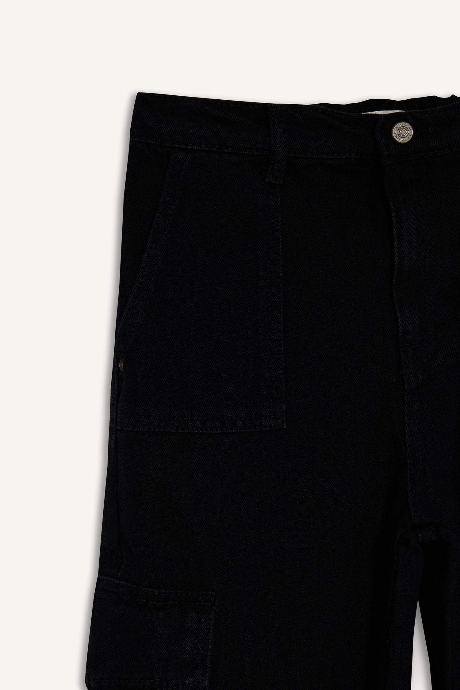 بنطرون جينز بناتي كارجو وايد ليج برجل واسع بجيب