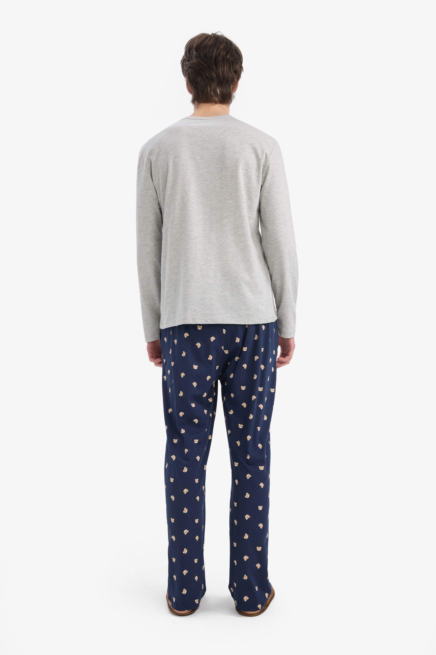 Pijama Takımı Baskılı Uzun Kollu Üst Beli Lastikli Uzun Alt