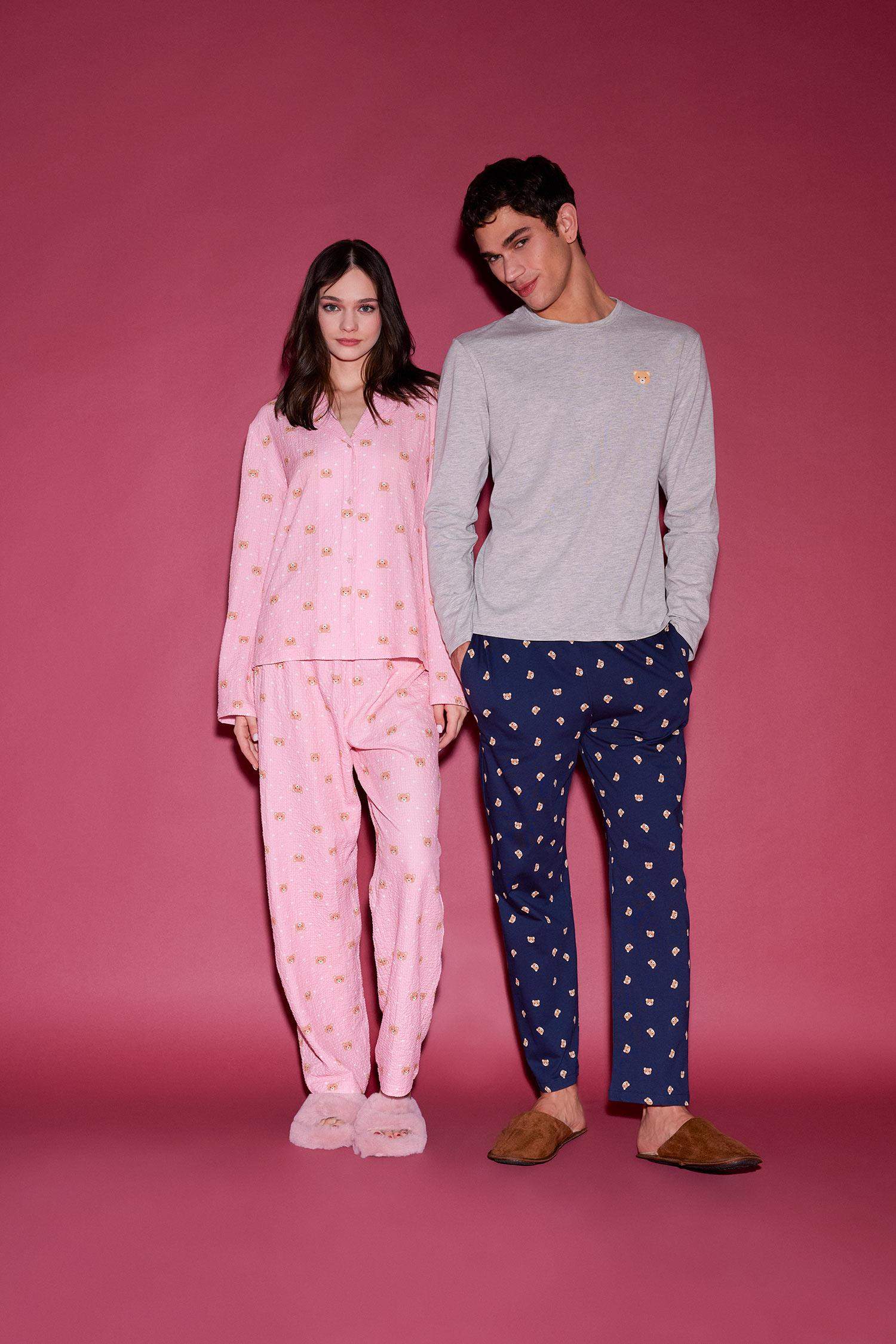 Pijama Takımı Baskılı Uzun Kollu Üst Beli Lastikli Uzun Alt