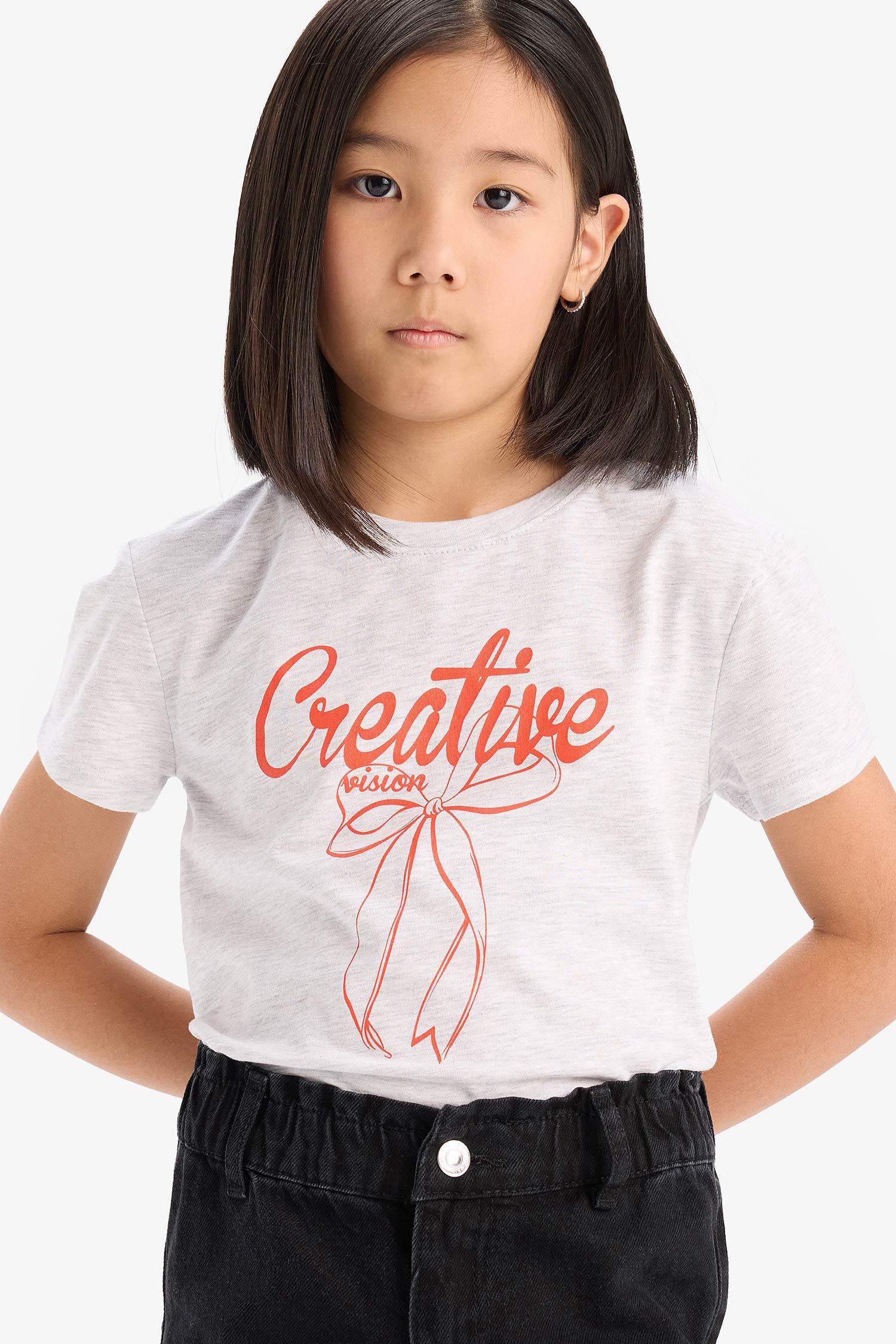 T-shirt à manches courtes imprimé col rond pour fille