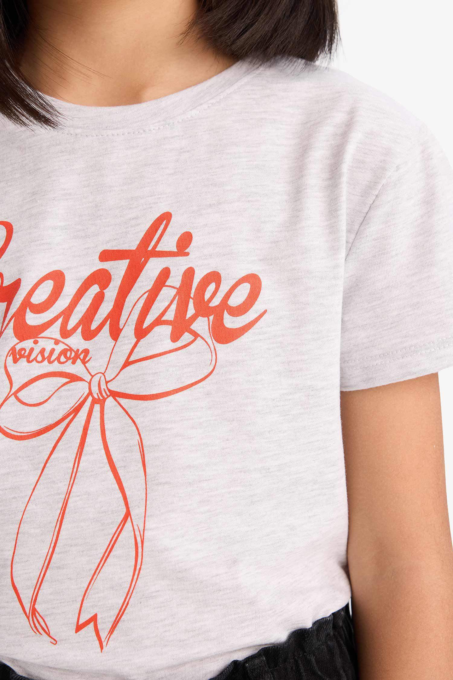 T-shirt à manches courtes imprimé col rond pour fille