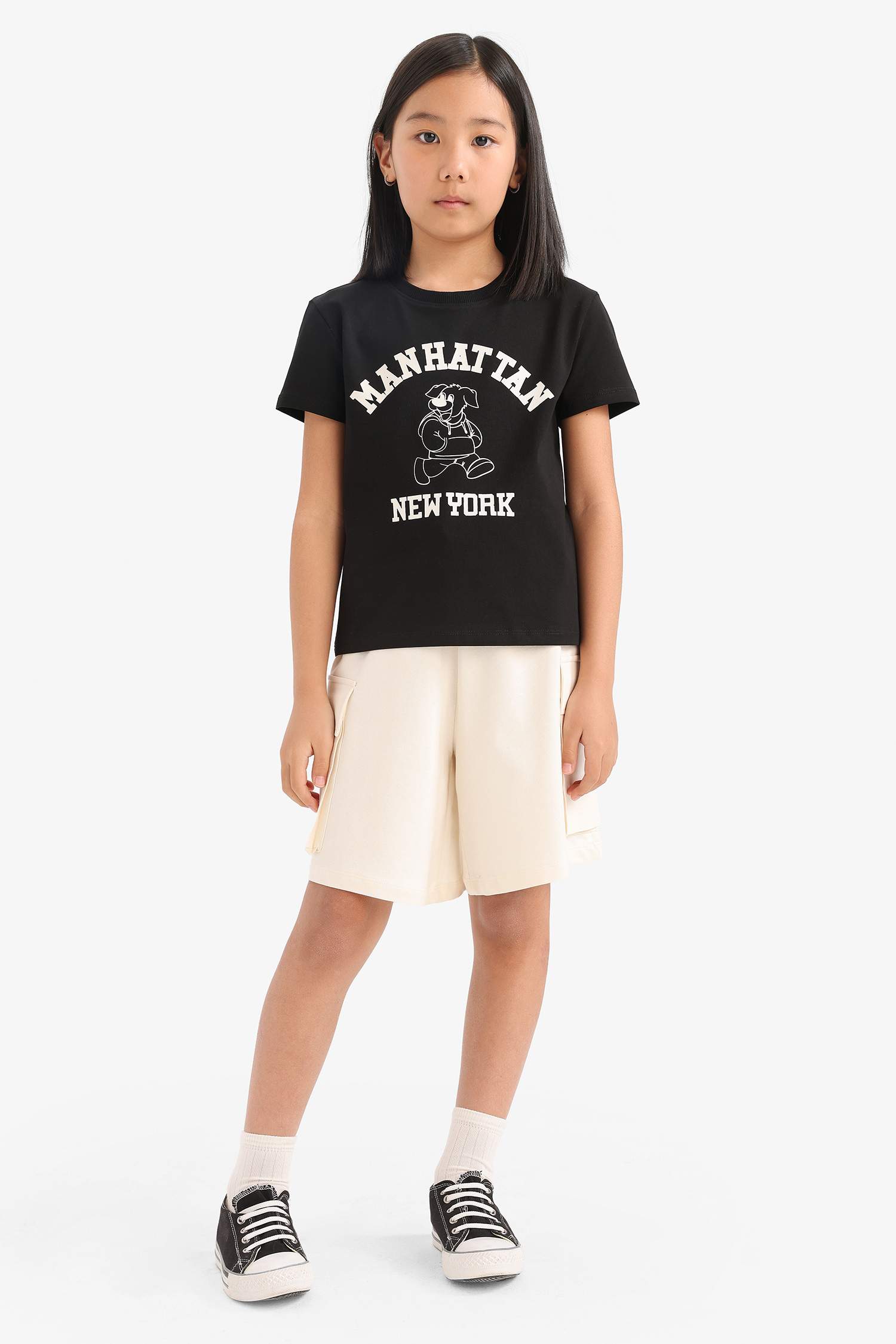 Қыздарға дөңгелек жаға Аниме қысқа жеңді Қысқа жеңді футболка