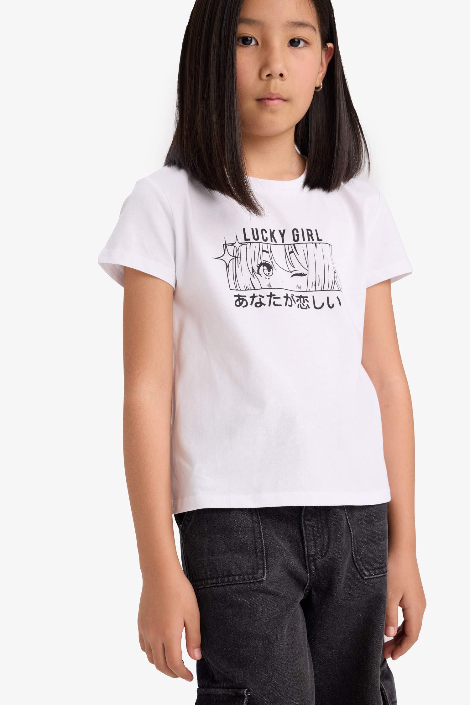 Girl Regular Fit Crew Neck Animal Patterned T-Shirt