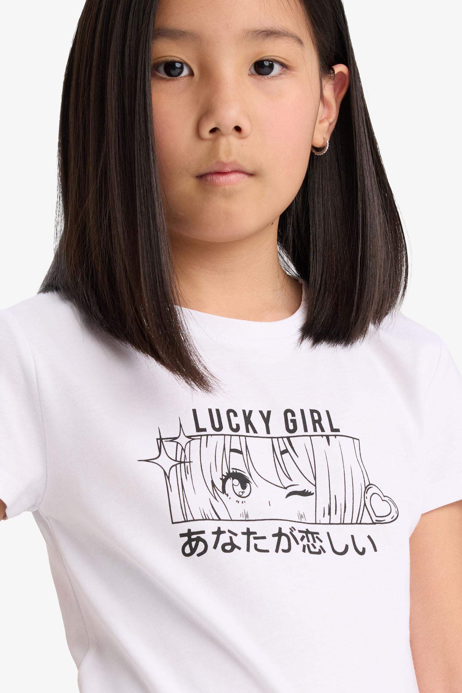 Girl Regular Fit Crew Neck Animal Patterned T-Shirt