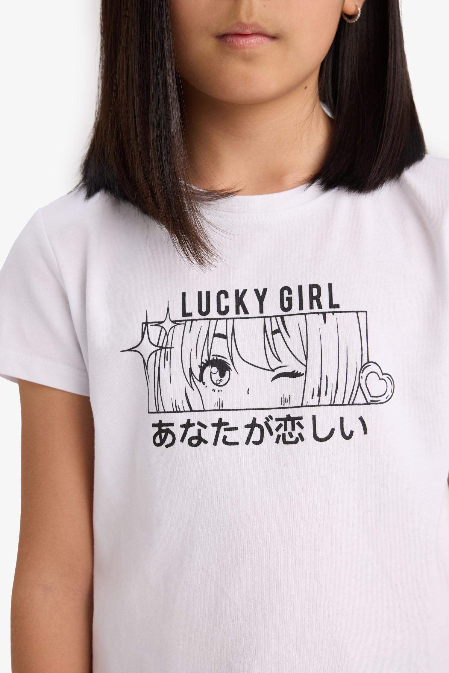 Girl Regular Fit Crew Neck Animal Patterned T-Shirt