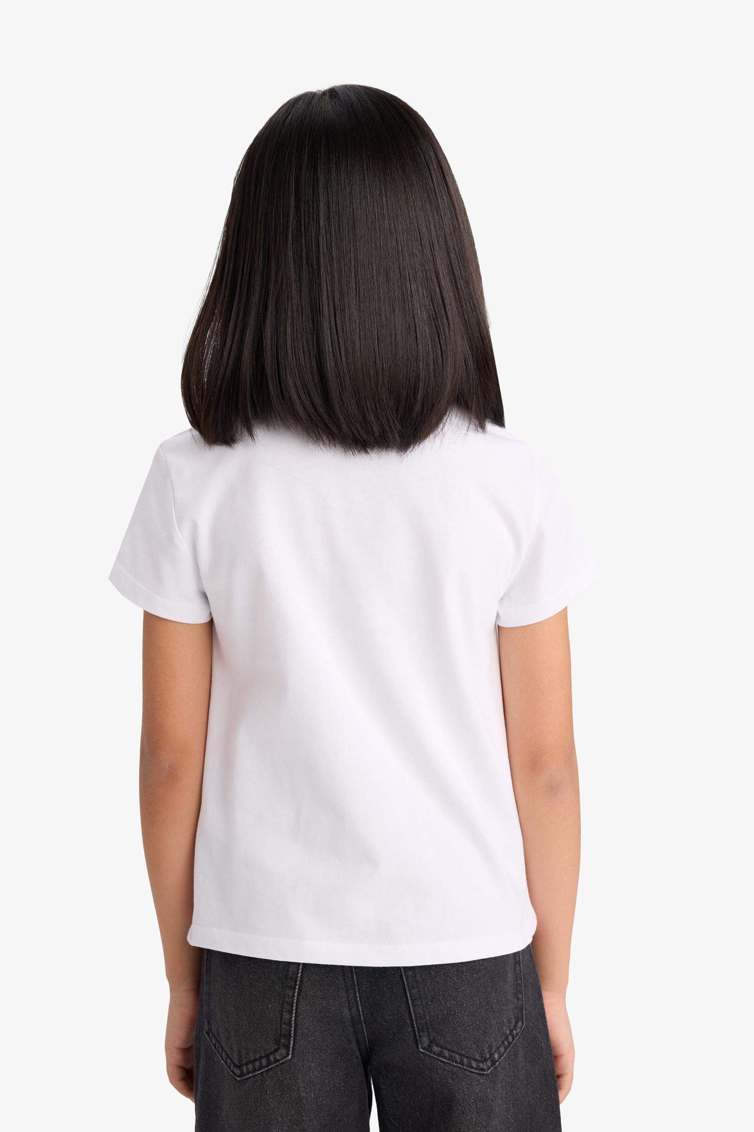 Girl Regular Fit Crew Neck Animal Patterned T-Shirt