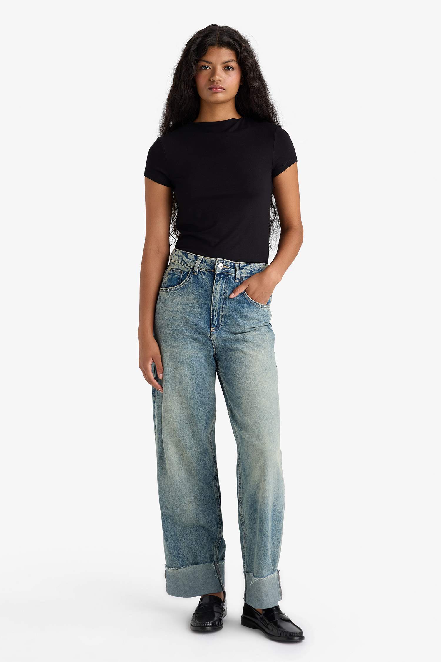 Slim Fit Half Turtleneck Short Sleeve T-Shirt