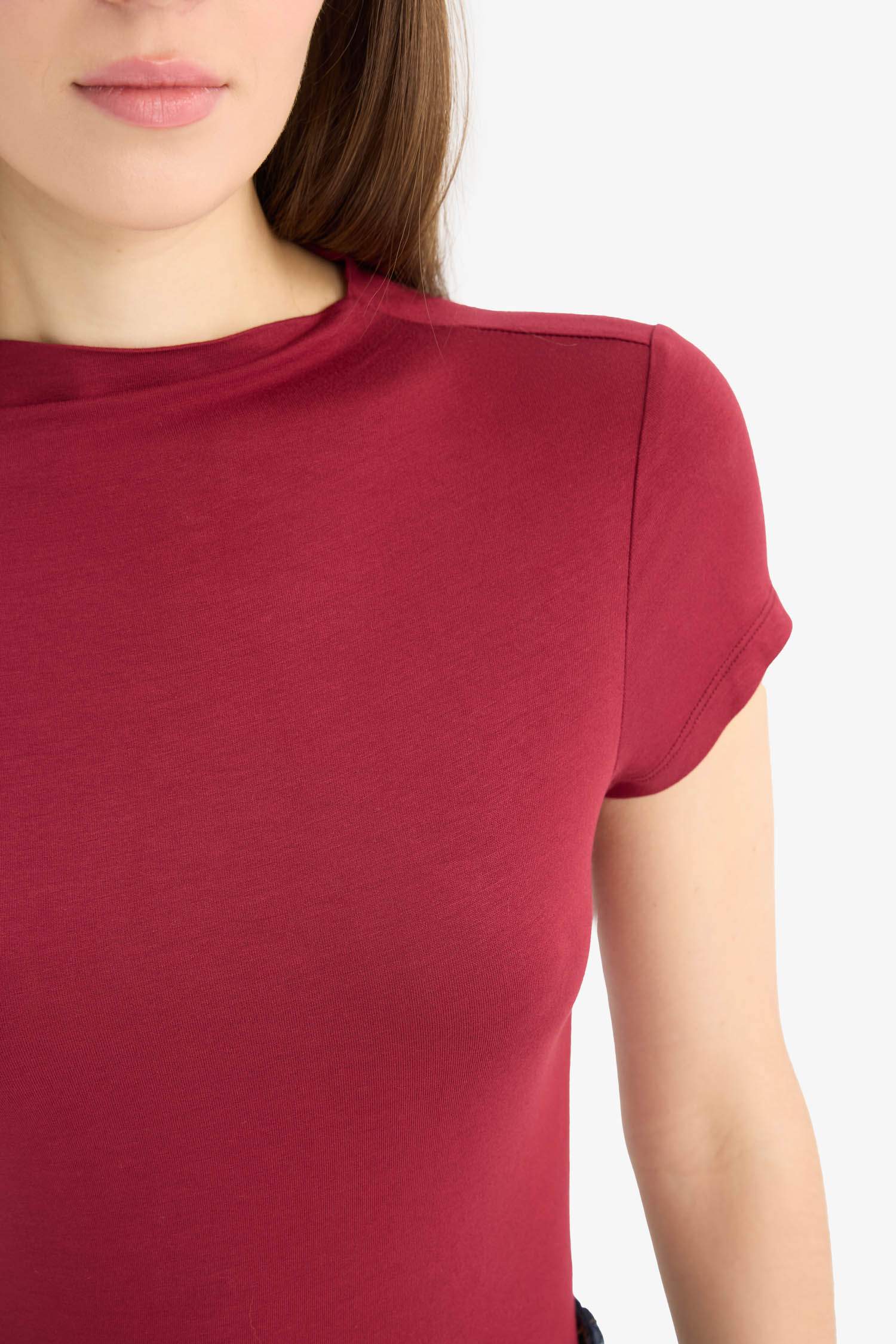 Slim Fit Half Turtleneck Short Sleeve T-Shirt