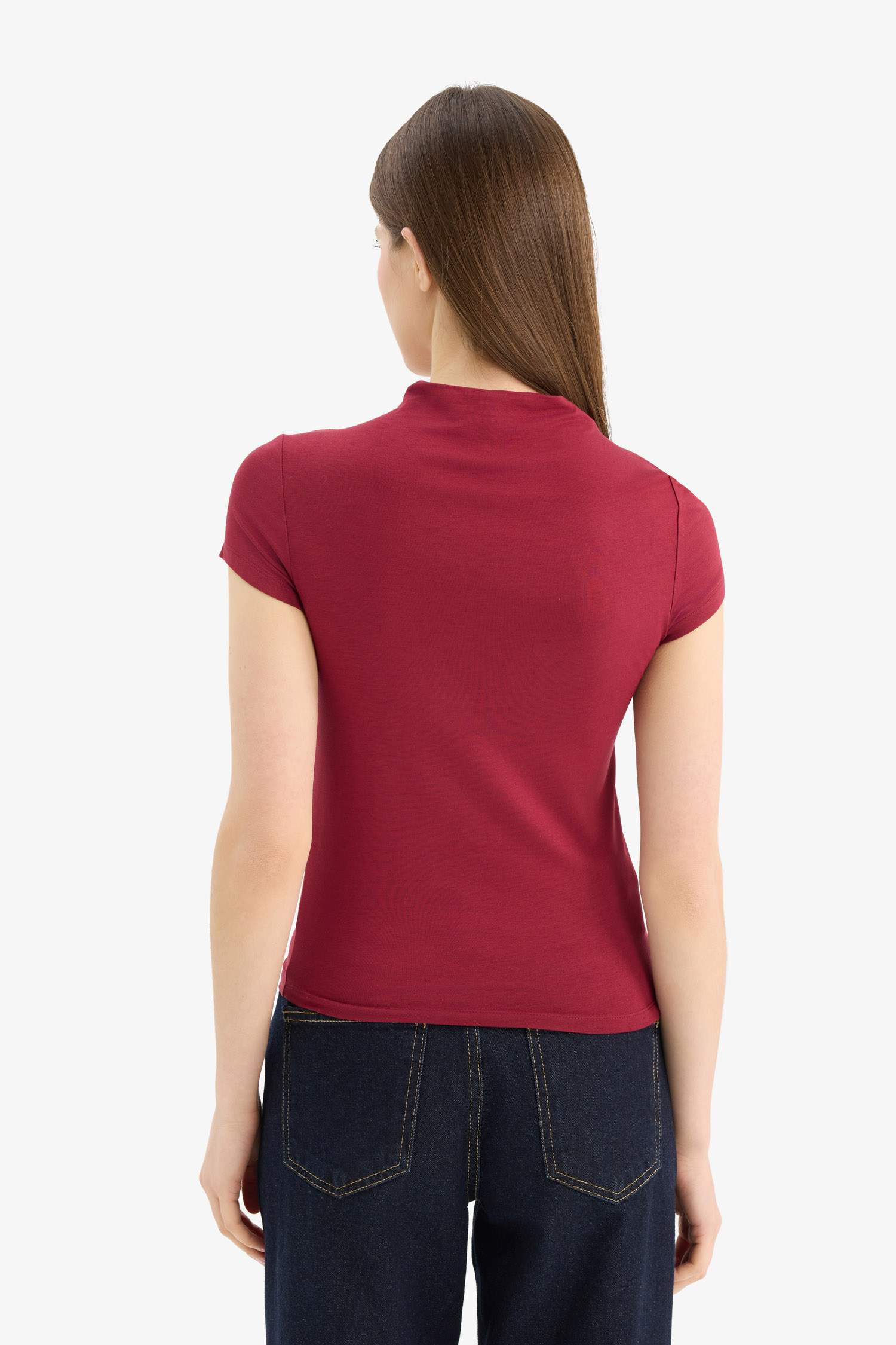 Slim Fit Half Turtleneck Short Sleeve T-Shirt