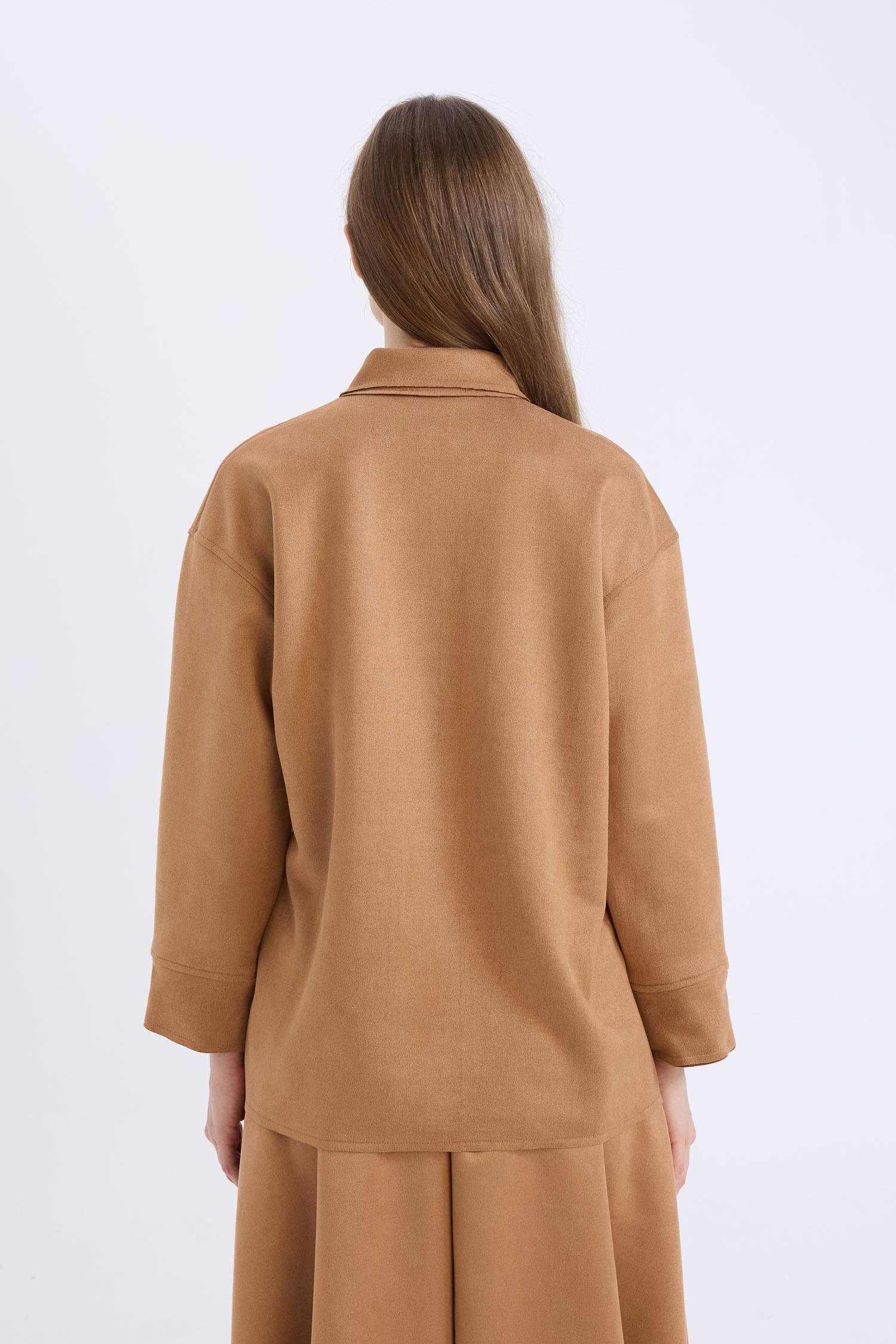 Regular Fit Suede Long Sleeve Tunic