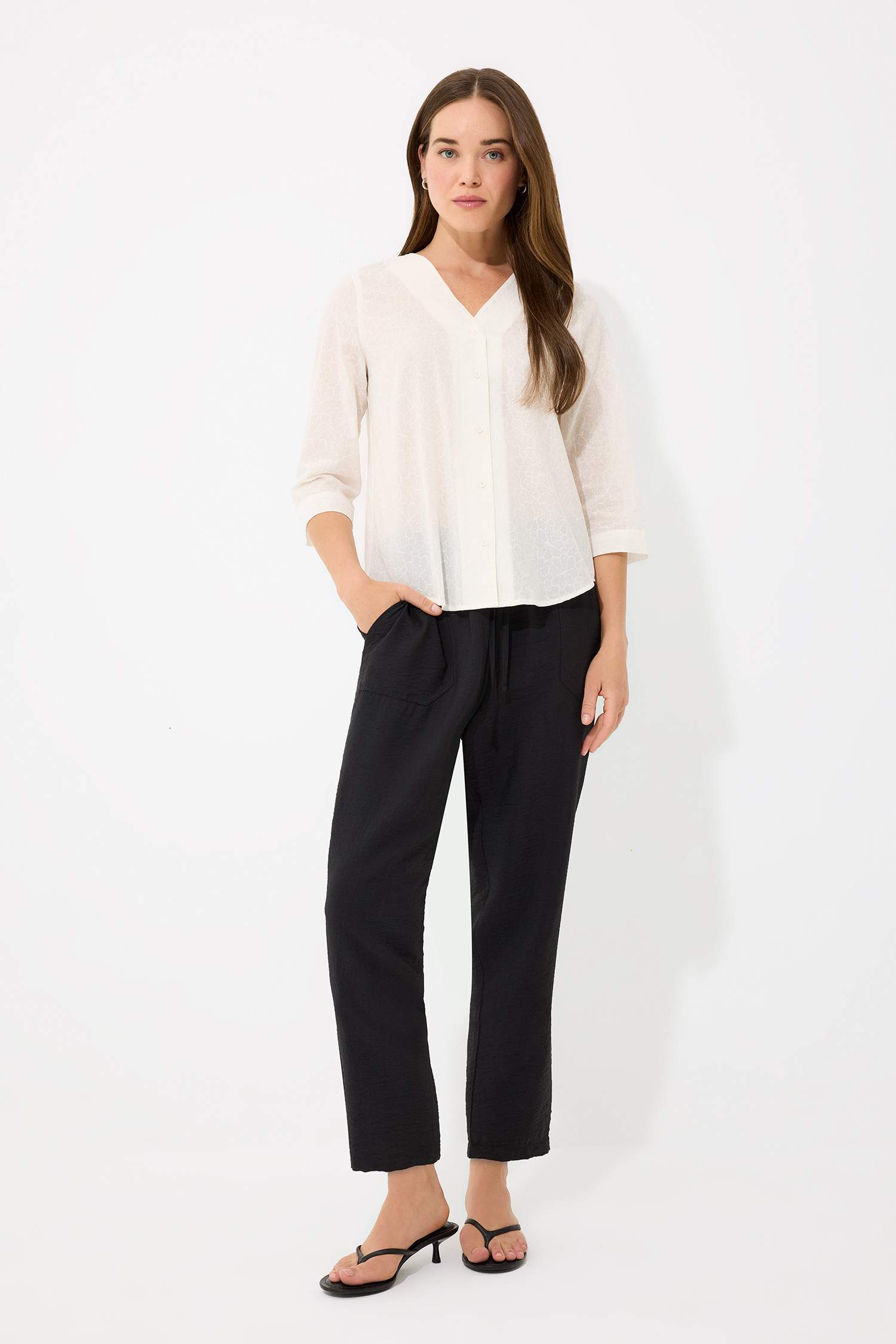 Chemise à manches demi-longues en coton Coupe régulière