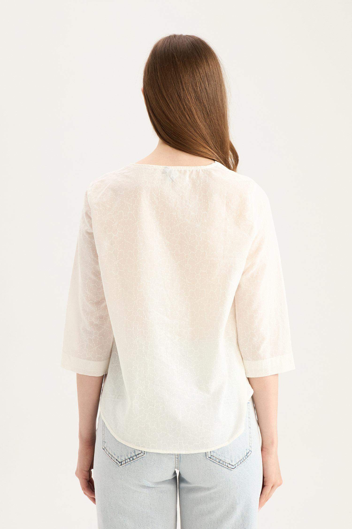 Chemise à manches demi-longues en coton Coupe régulière
