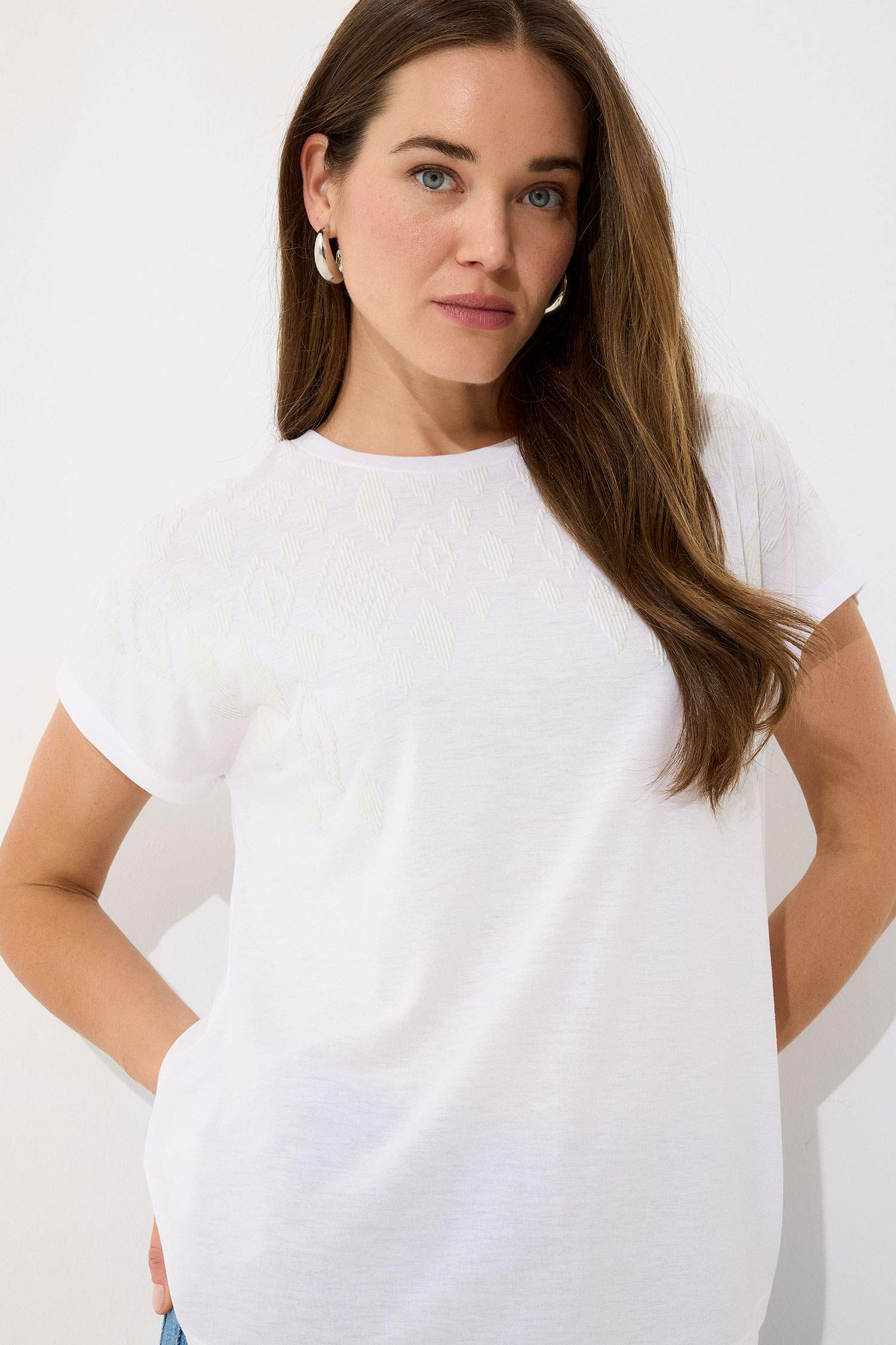 Bisiklet Yaka Basic Düz Kısa Kollu Beyaz Tişört