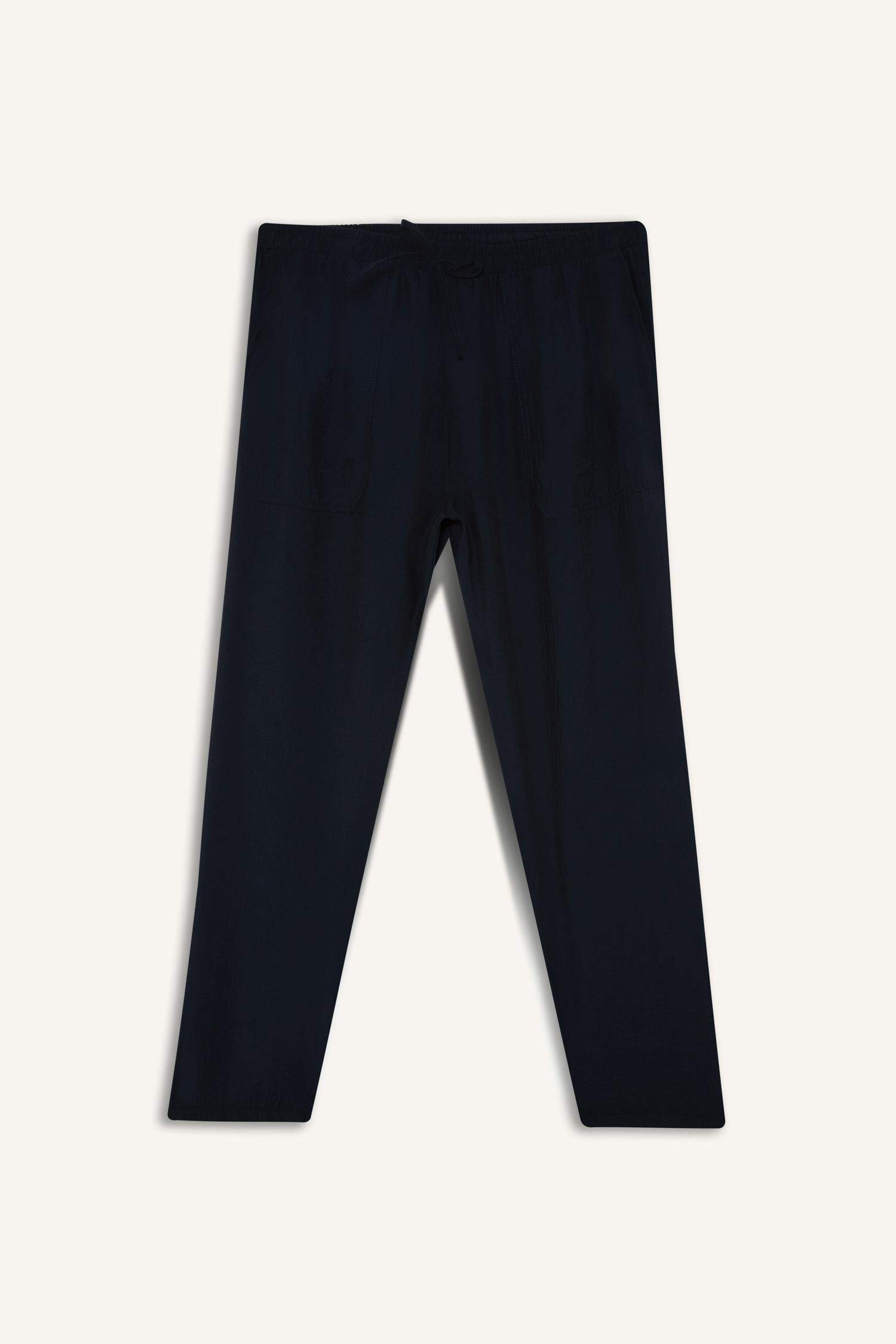 Straight Fit High Waist Straight Leg Modal Trousers