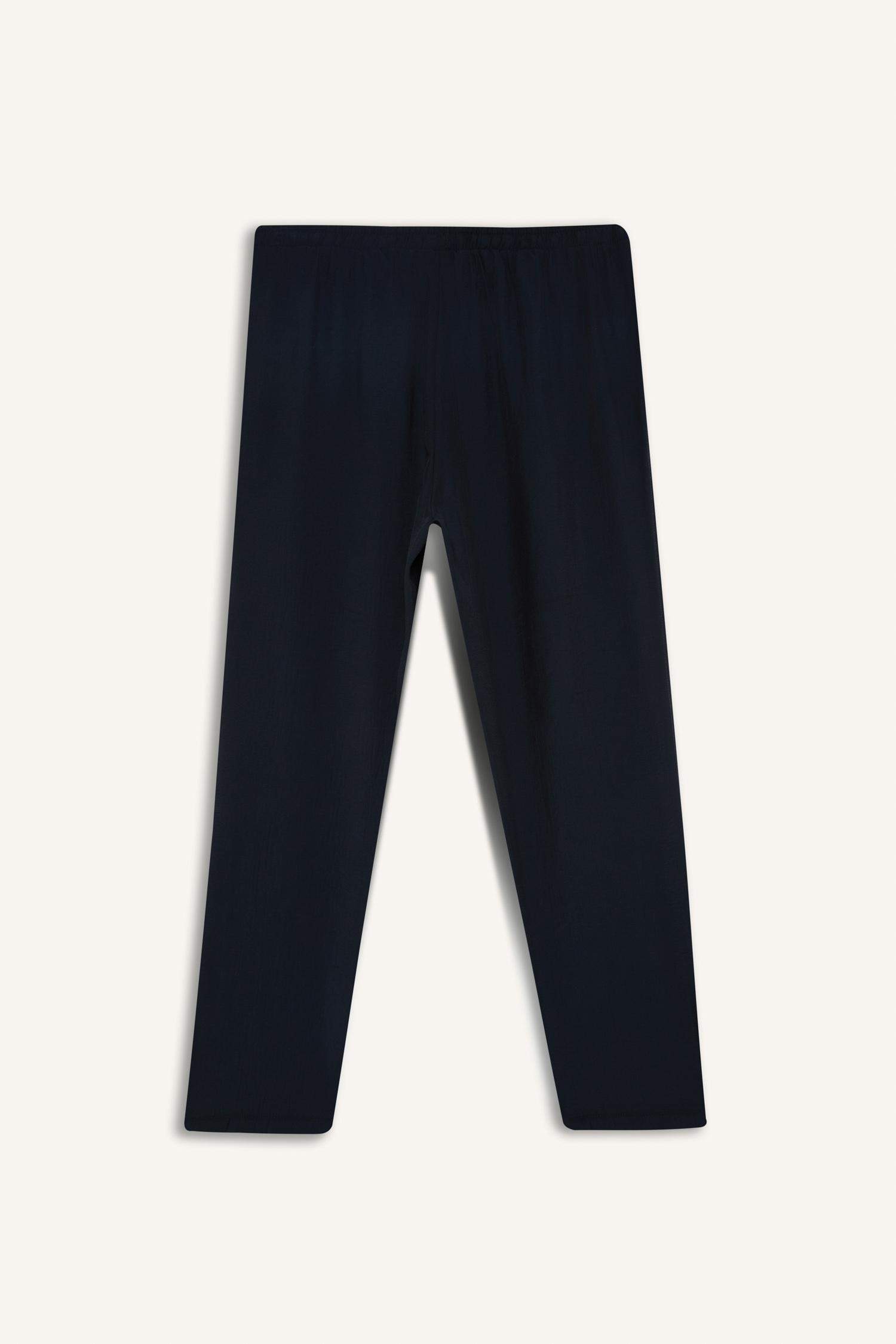 Straight Fit High Waist Straight Leg Modal Trousers