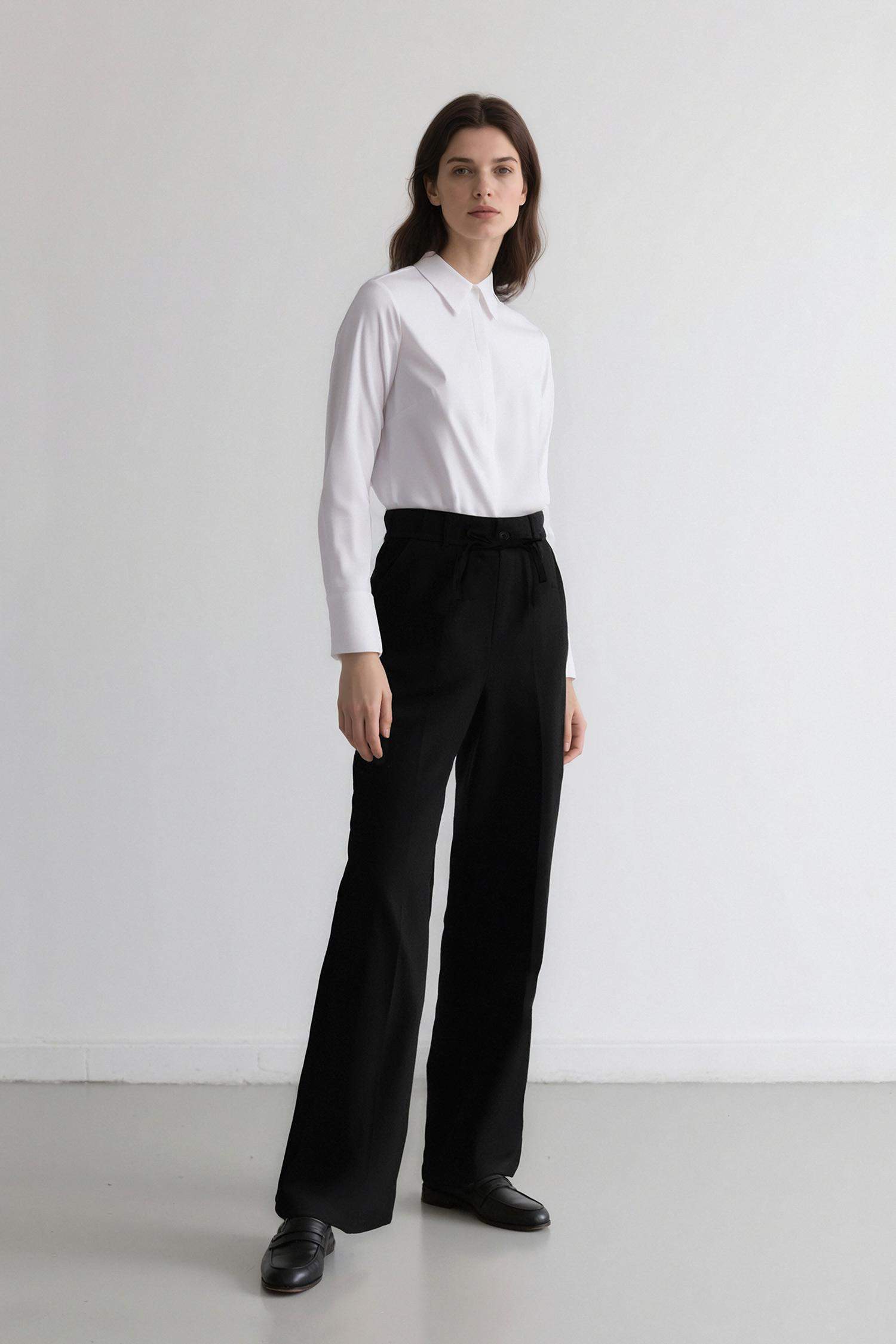 Afra x DeFacto Wide Leg Kumaş Palazzo Pantolon Üç Cepli Normal Bel Standart Boy