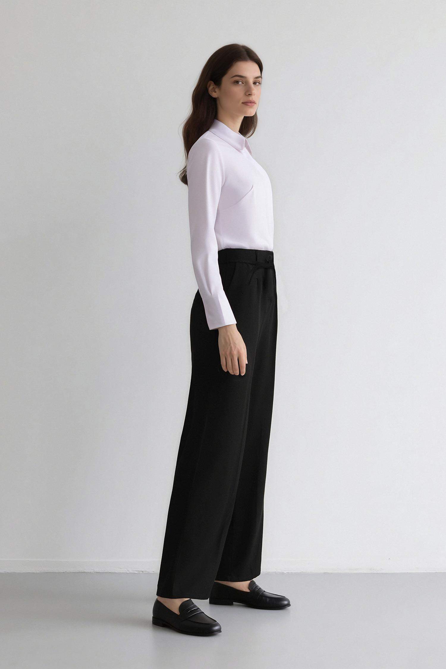 Afra x DeFacto Wide Leg Kumaş Palazzo Pantolon Üç Cepli Normal Bel Standart Boy