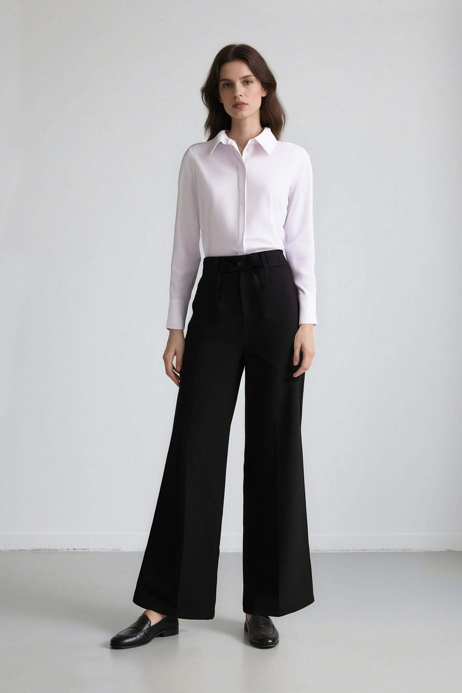 Afra x DeFacto Wide Leg Kumaş Palazzo Pantolon Üç Cepli Normal Bel Standart Boy