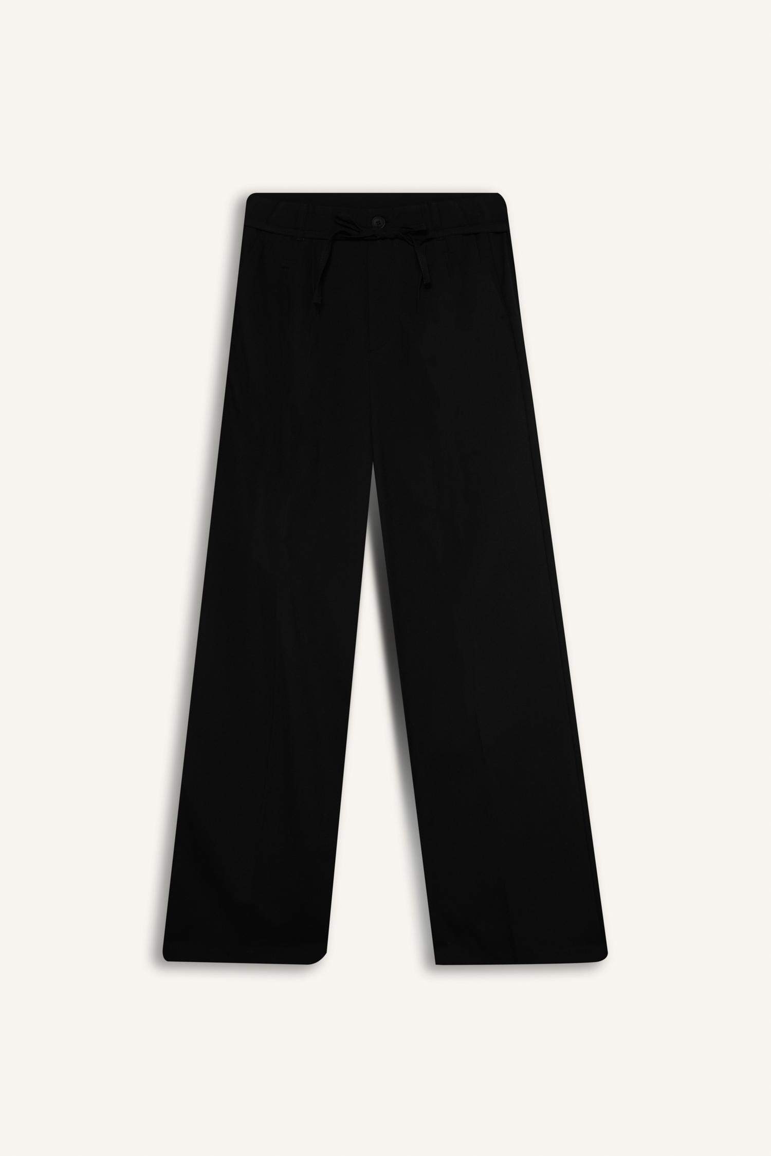 Afra x DeFacto Wide Leg Kumaş Palazzo Pantolon Üç Cepli Normal Bel Standart Boy