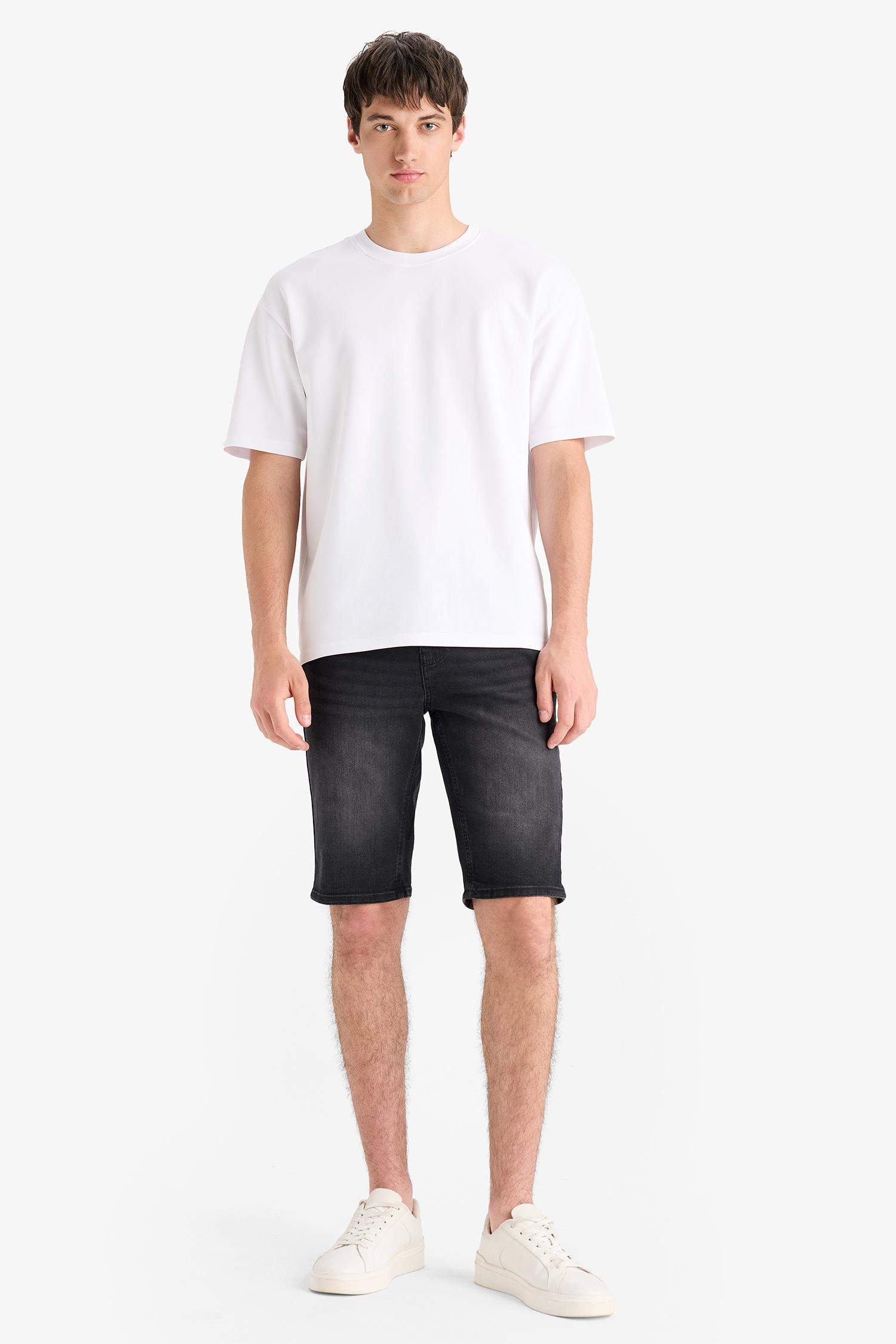 Regular Fit Denim Bermuda