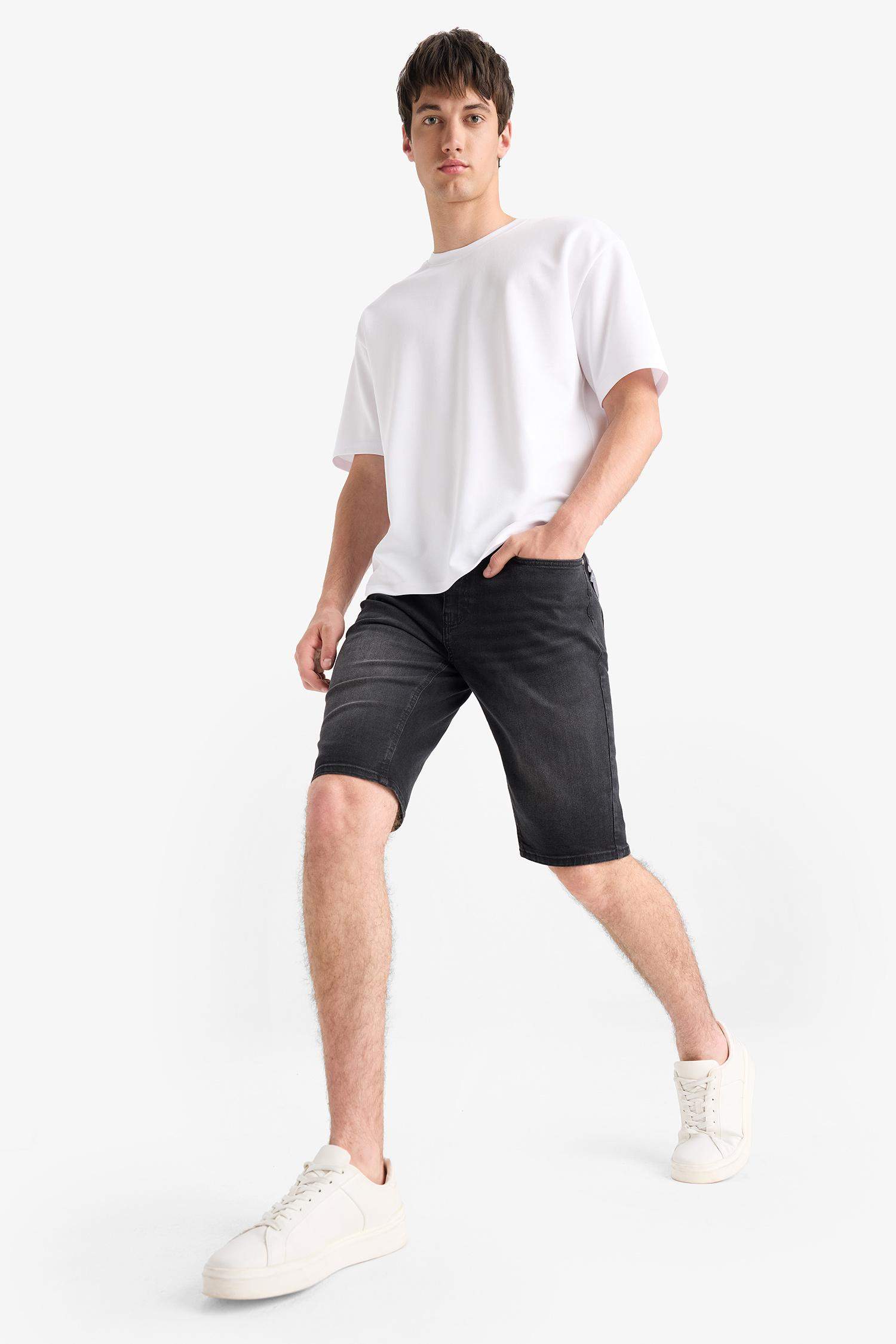 Regular Fit Denim Bermuda