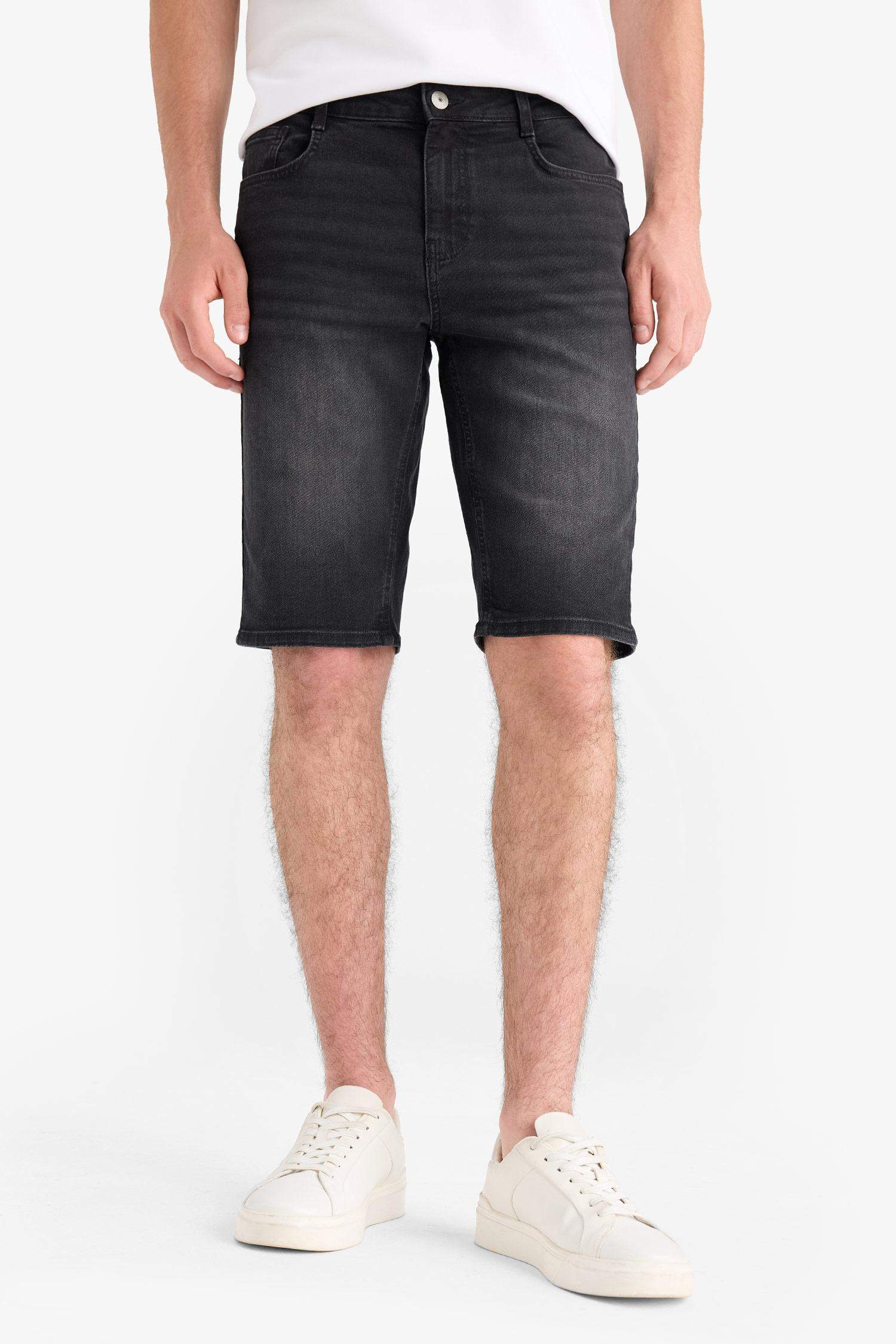 Regular Fit Denim Bermuda