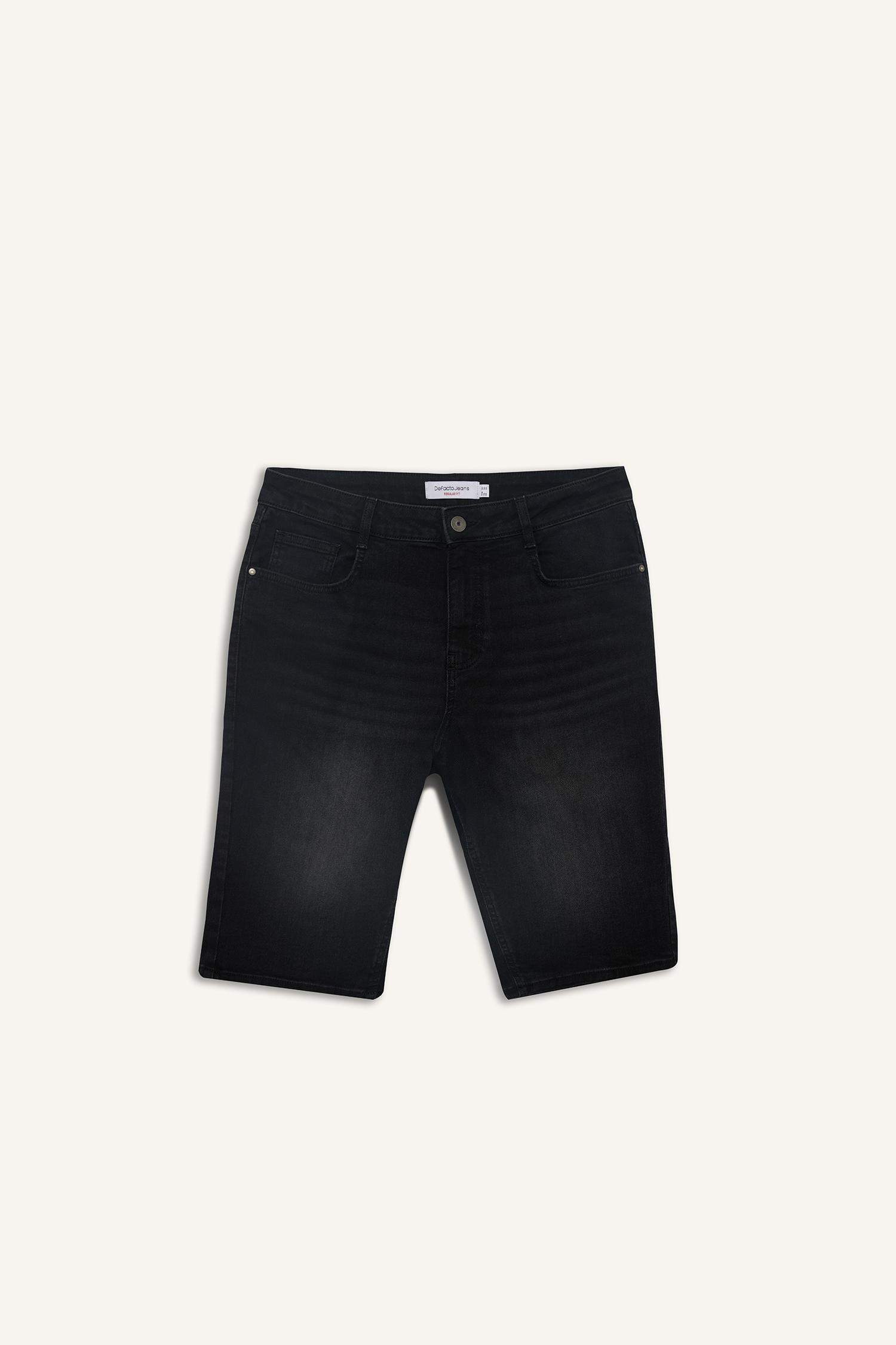 Regular Fit Denim Bermuda