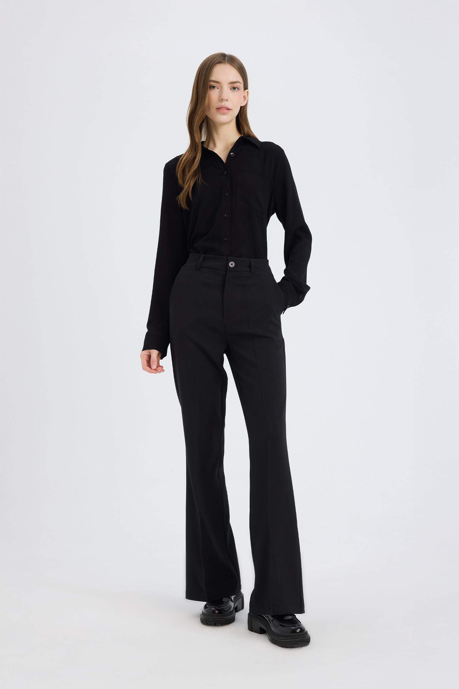 Flare Fit Zippered Normal Waist Trousers