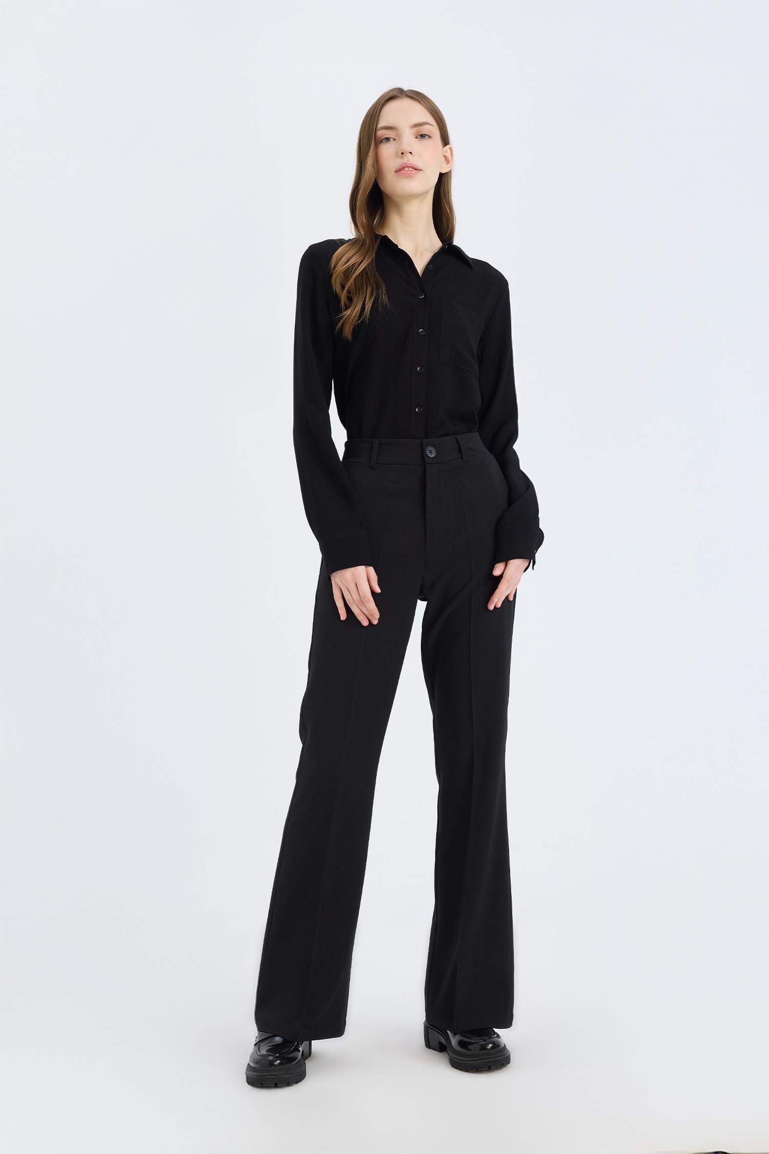 Flare Fit Zippered Normal Waist Trousers