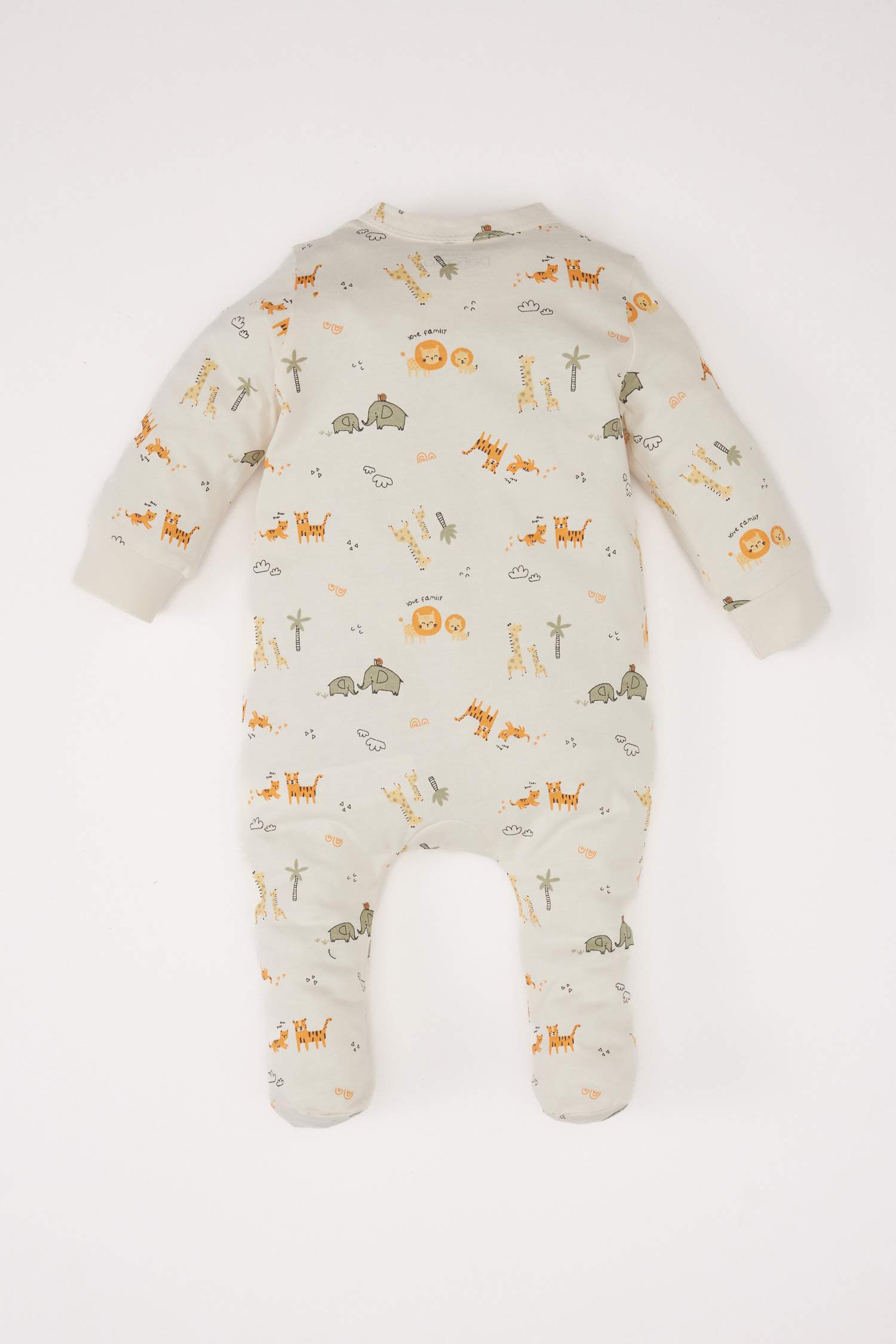 Erkek Bebek Yenidoğan Safari Desenli Uzun Kollu Penye Tulum