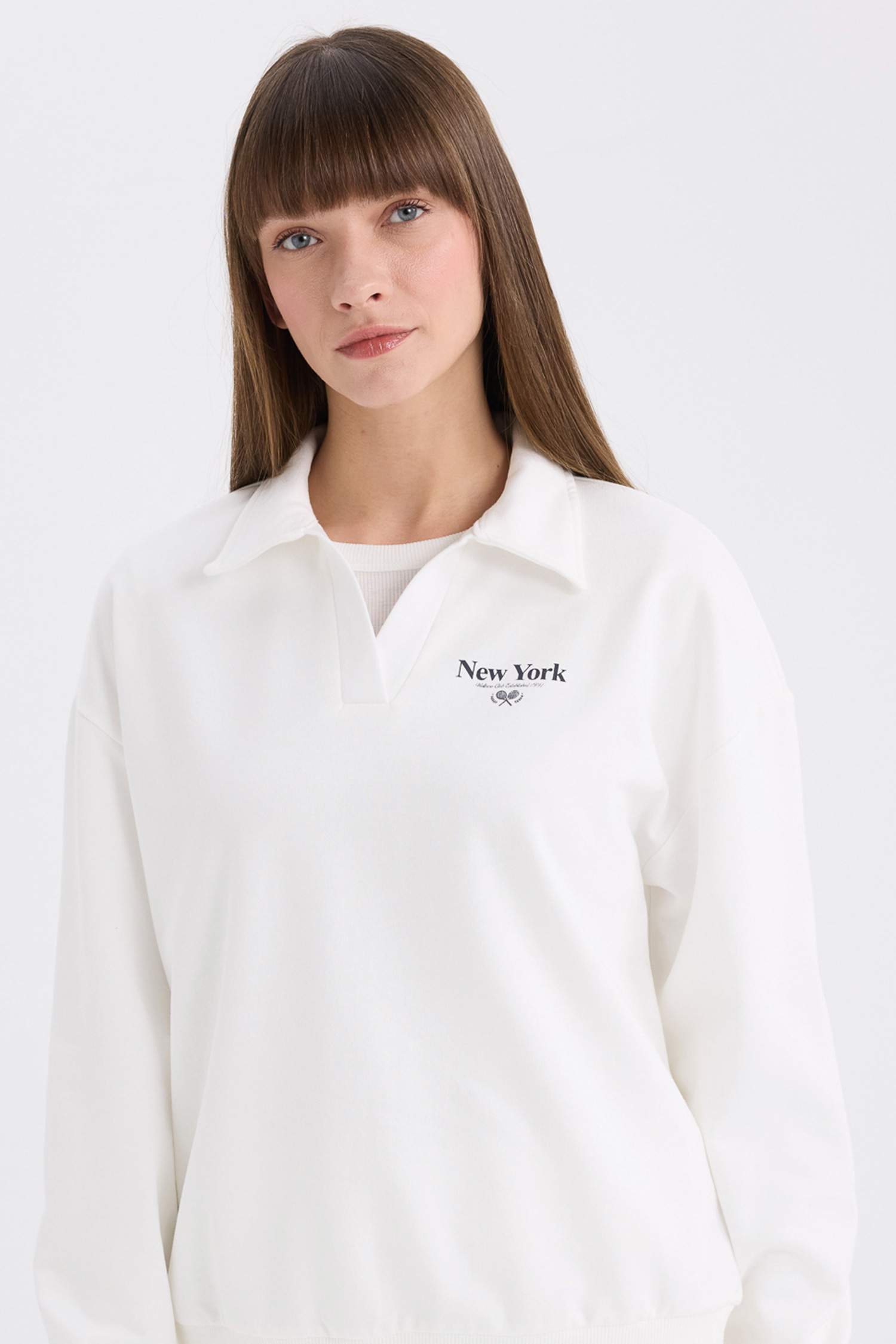 Relax Fit Printed Long Sleeve Sweatshirt