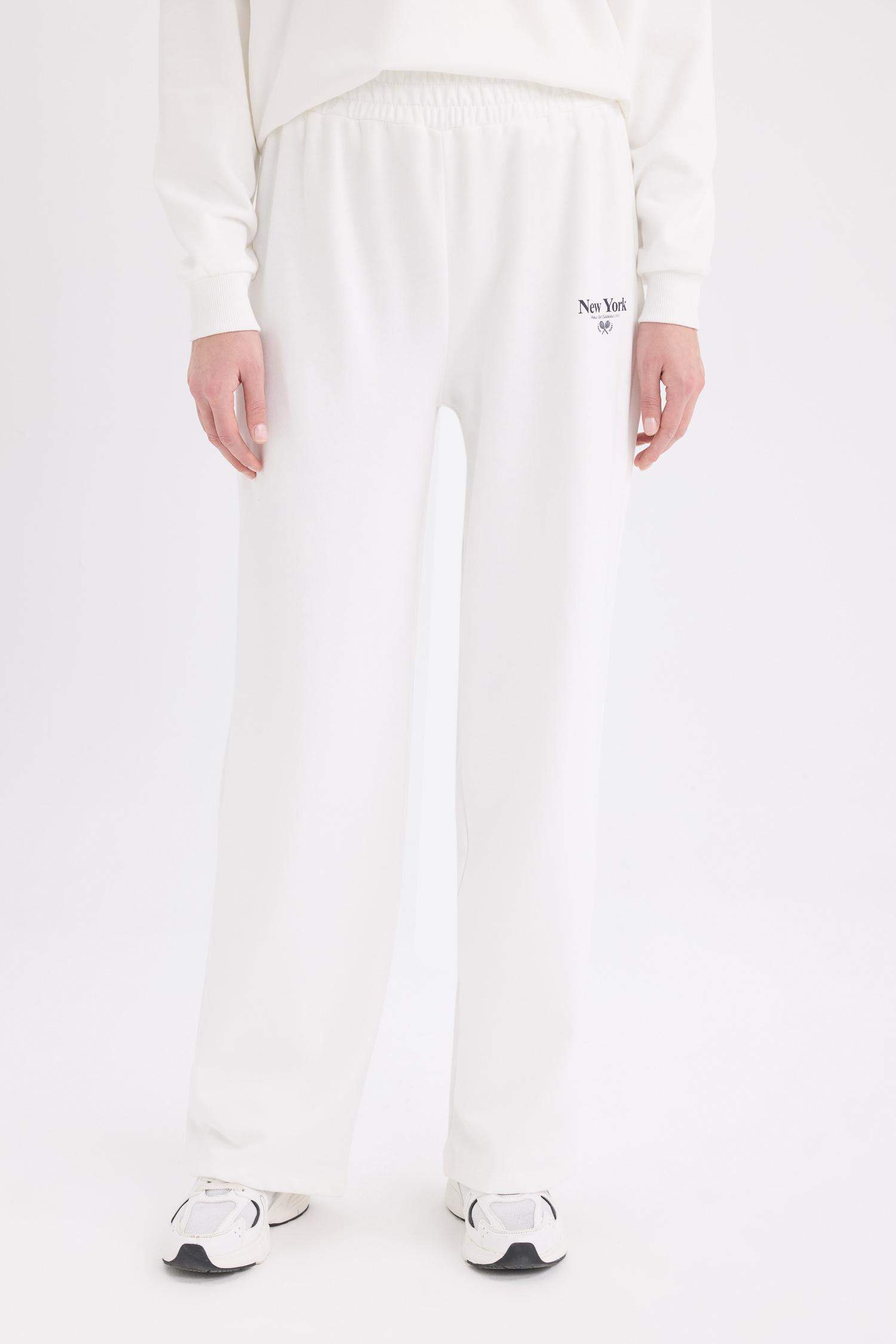 Wide Leg Eşofman Altı Baskılı Beli Lastikli Geniş Bol Paça