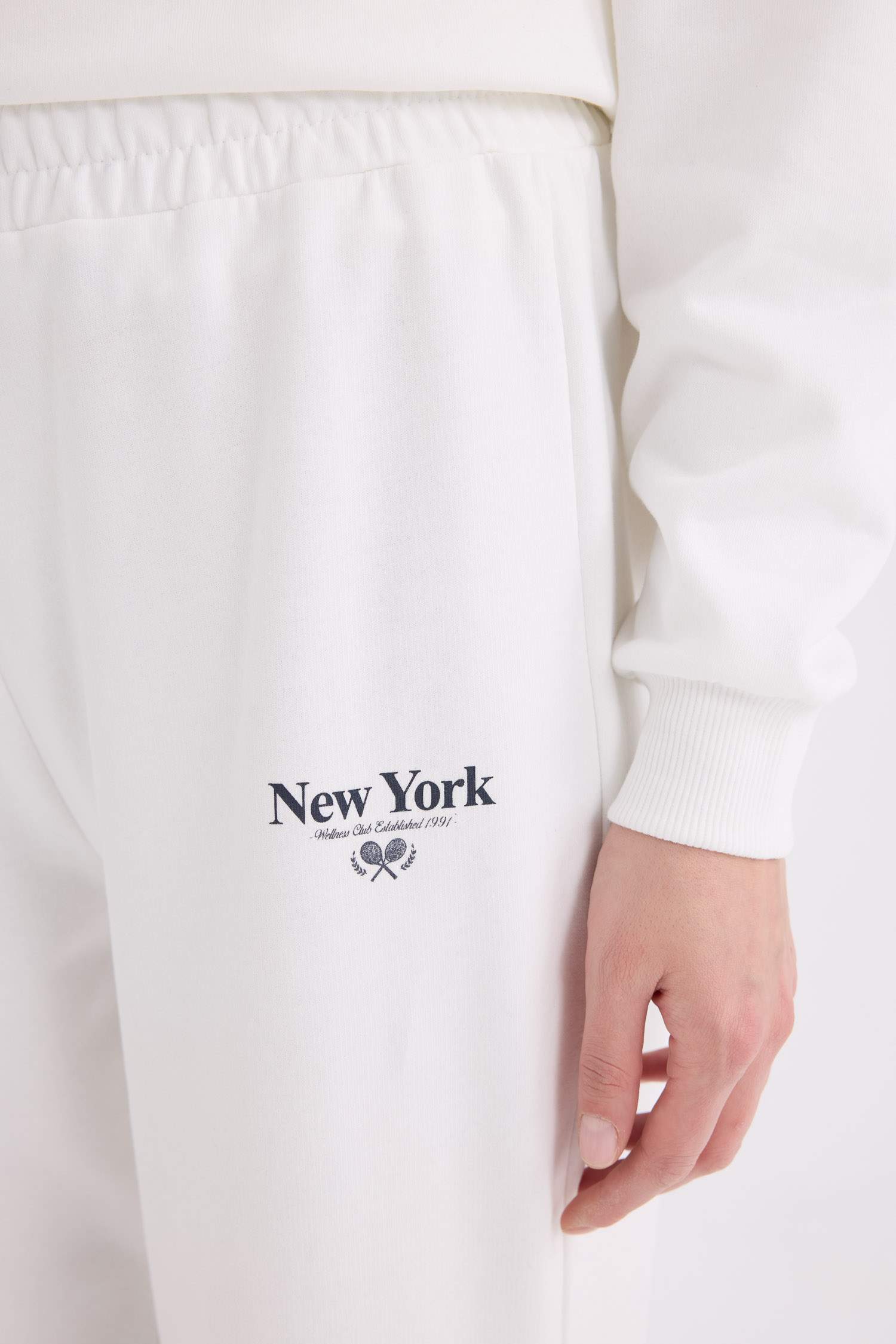 Wide Leg Eşofman Altı Baskılı Beli Lastikli Geniş Bol Paça