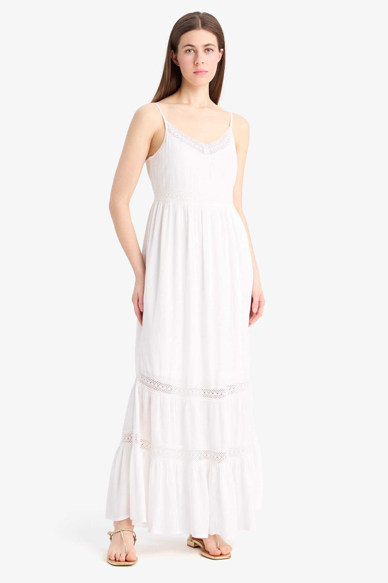 فستان ميدي قطن كت بقصة A بياخة V