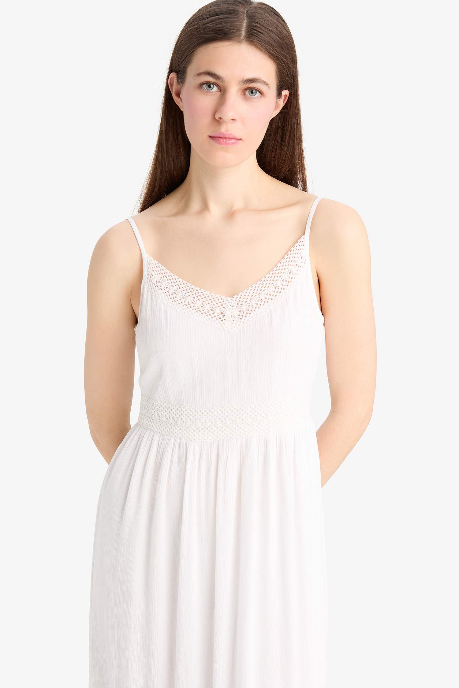 فستان ميدي قطن كت بقصة A بياخة V