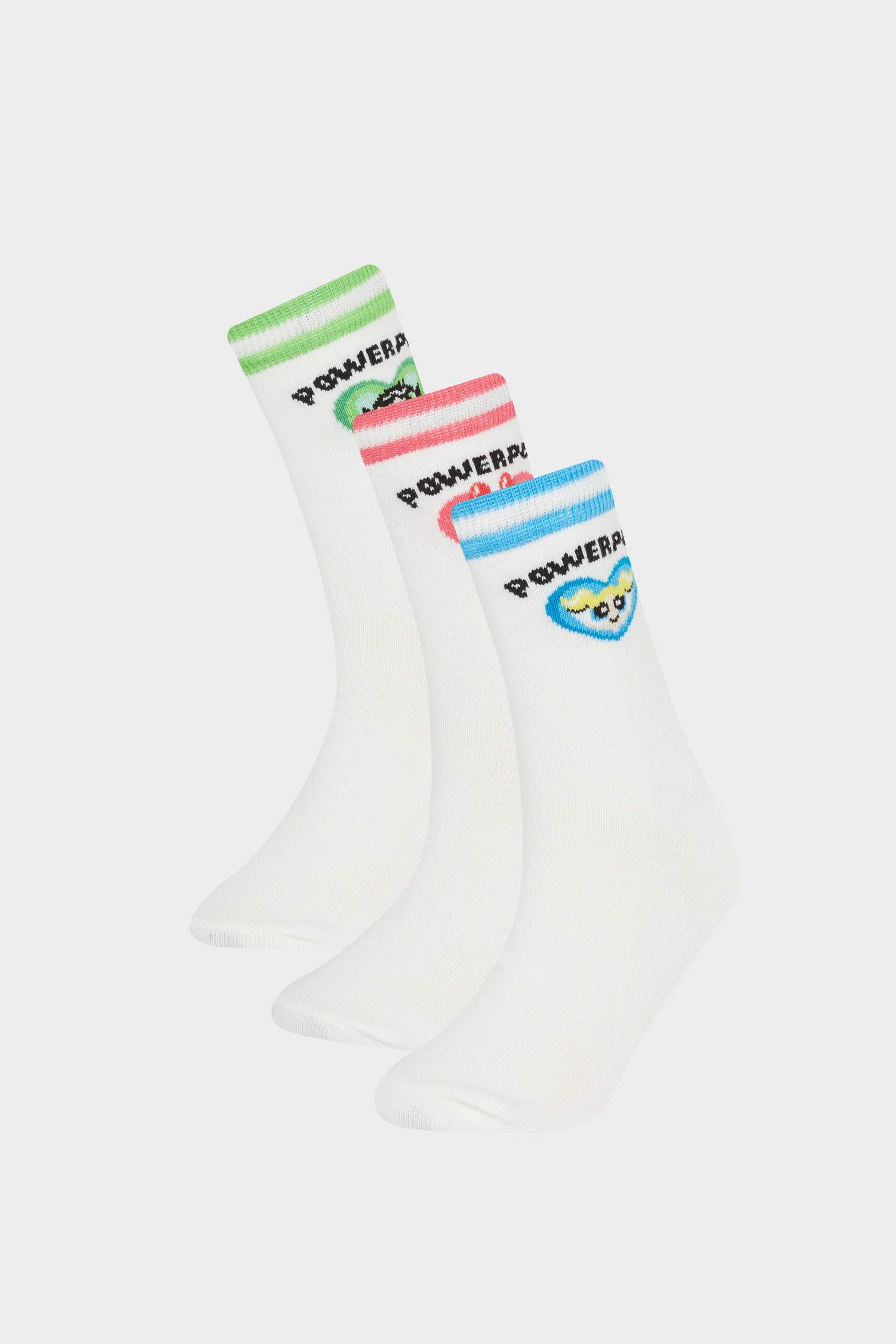 جوارب طويلة بناتي قطن من باور باف جيرلز - 3 قطع