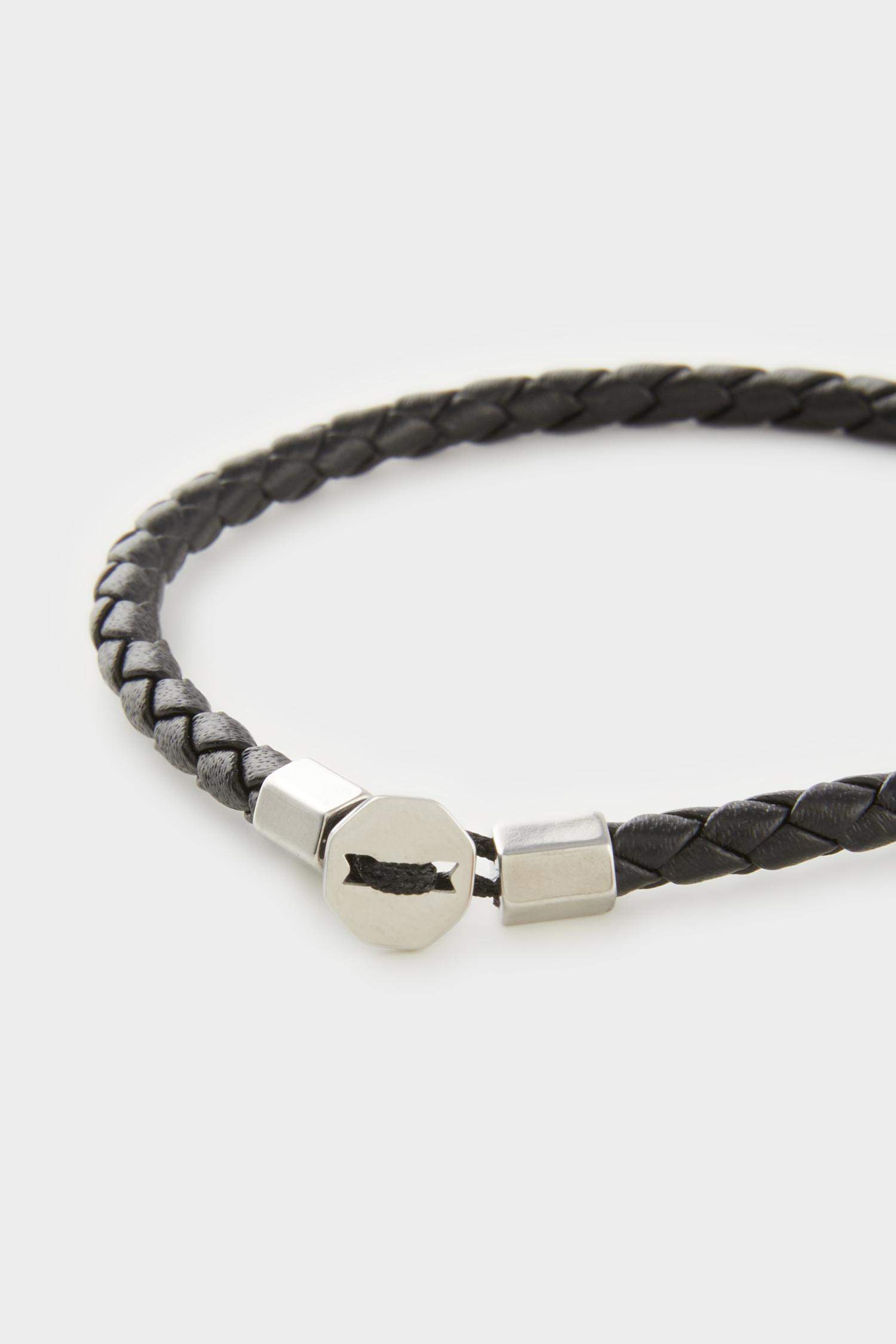 AtolyeWolf x DeFacto Erkek 2'li Siyah Deri Çelik Parçalı ve Çelik Zincir Detaylı İnce Forsa Bileklik