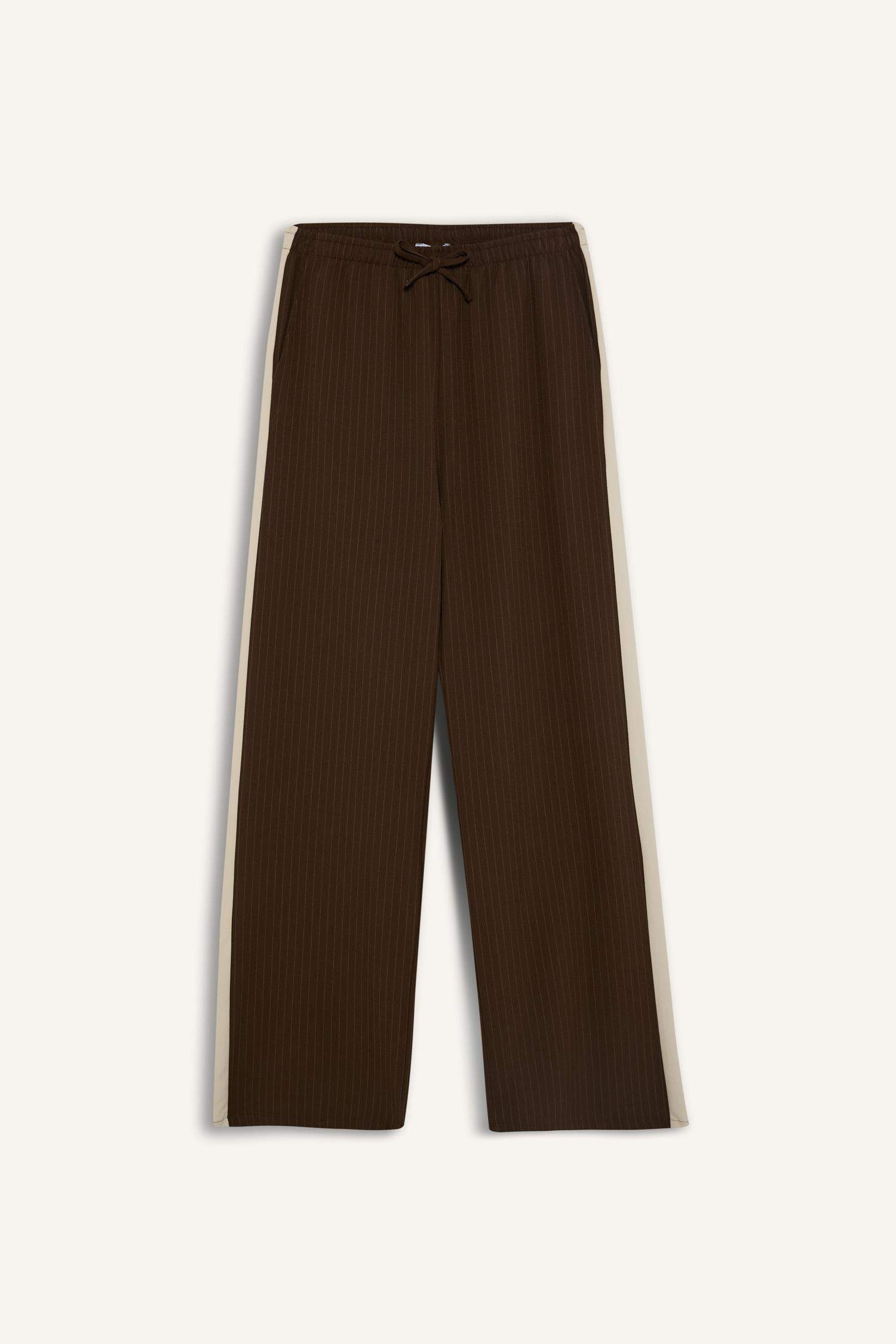 Pantalon large rayé à taille normale